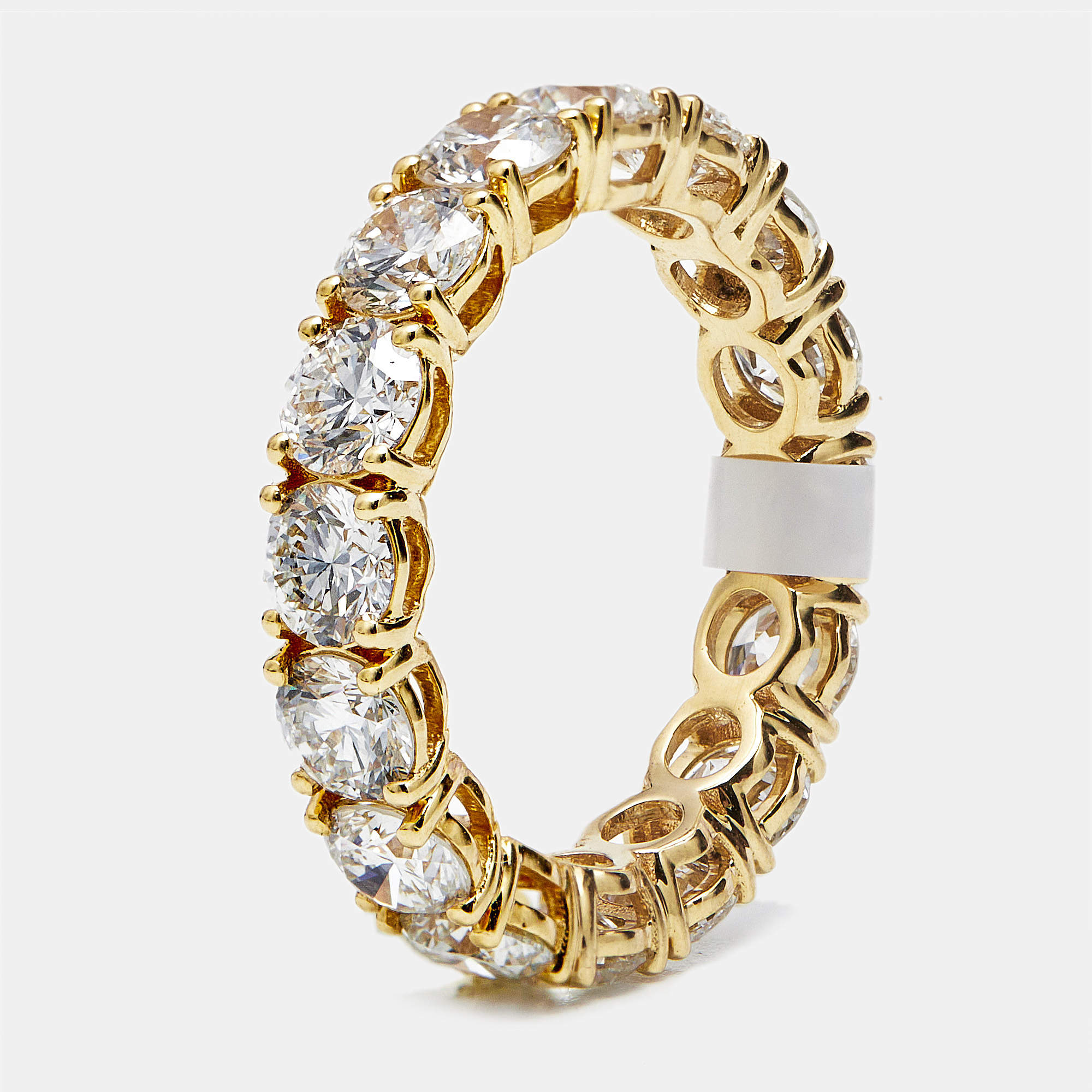 Pre Owned 4.4 cts Round Brilliant Lab Grown Diamonds 18k Yellow Gold Eternity Band Ring Size 53