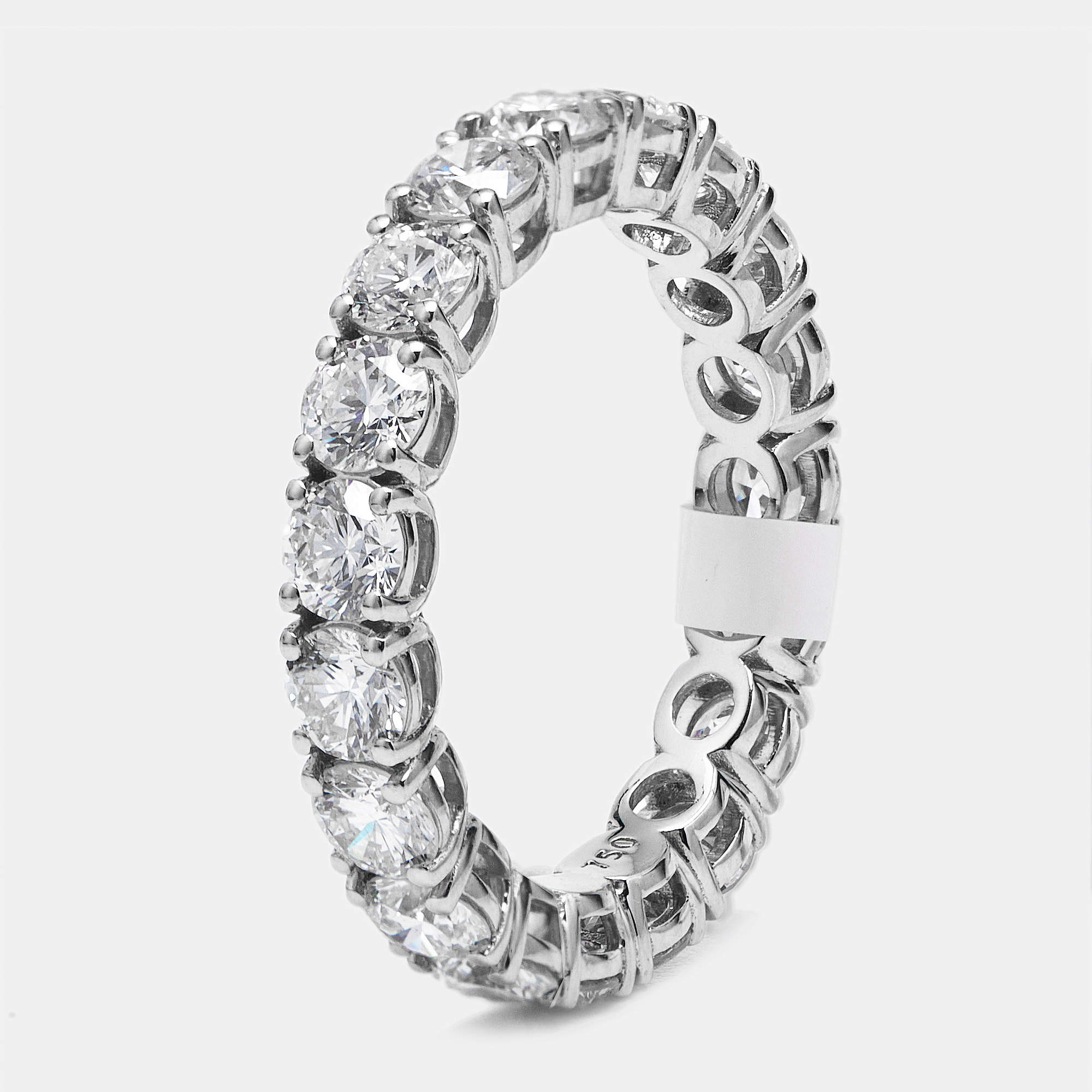 Pre Owned 3.00 cts Round Brilliant Lab Grown Diamonds 18k White Gold Eternity Band Ring Size 53