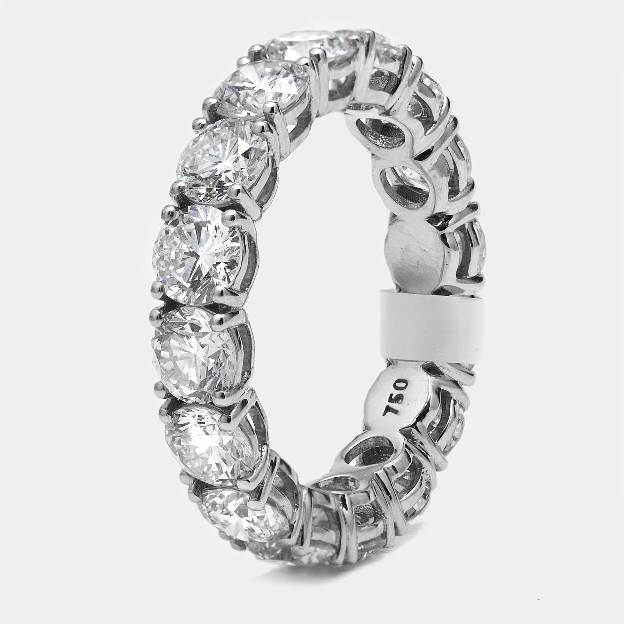 Pre Owned 5.00 cts Round Brilliant Lab Grown Diamonds 18k White Gold Eternity Band Ring Size 53