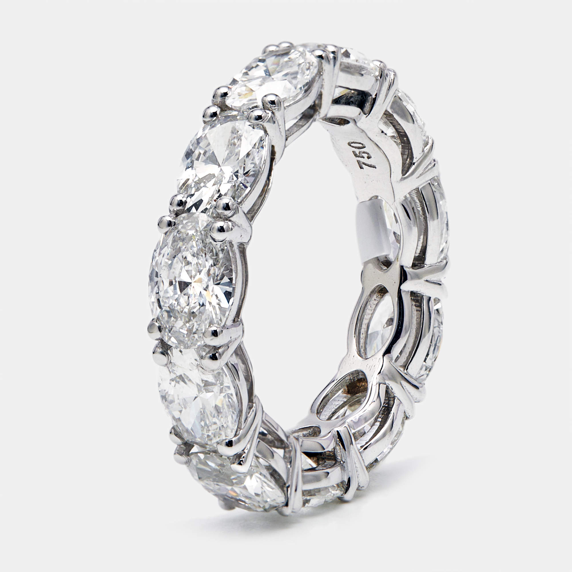 Pre Owned 6 cts Oval Brilliant Lab Grown Diamonds 18k White Gold Eternity Band Ring Size 52