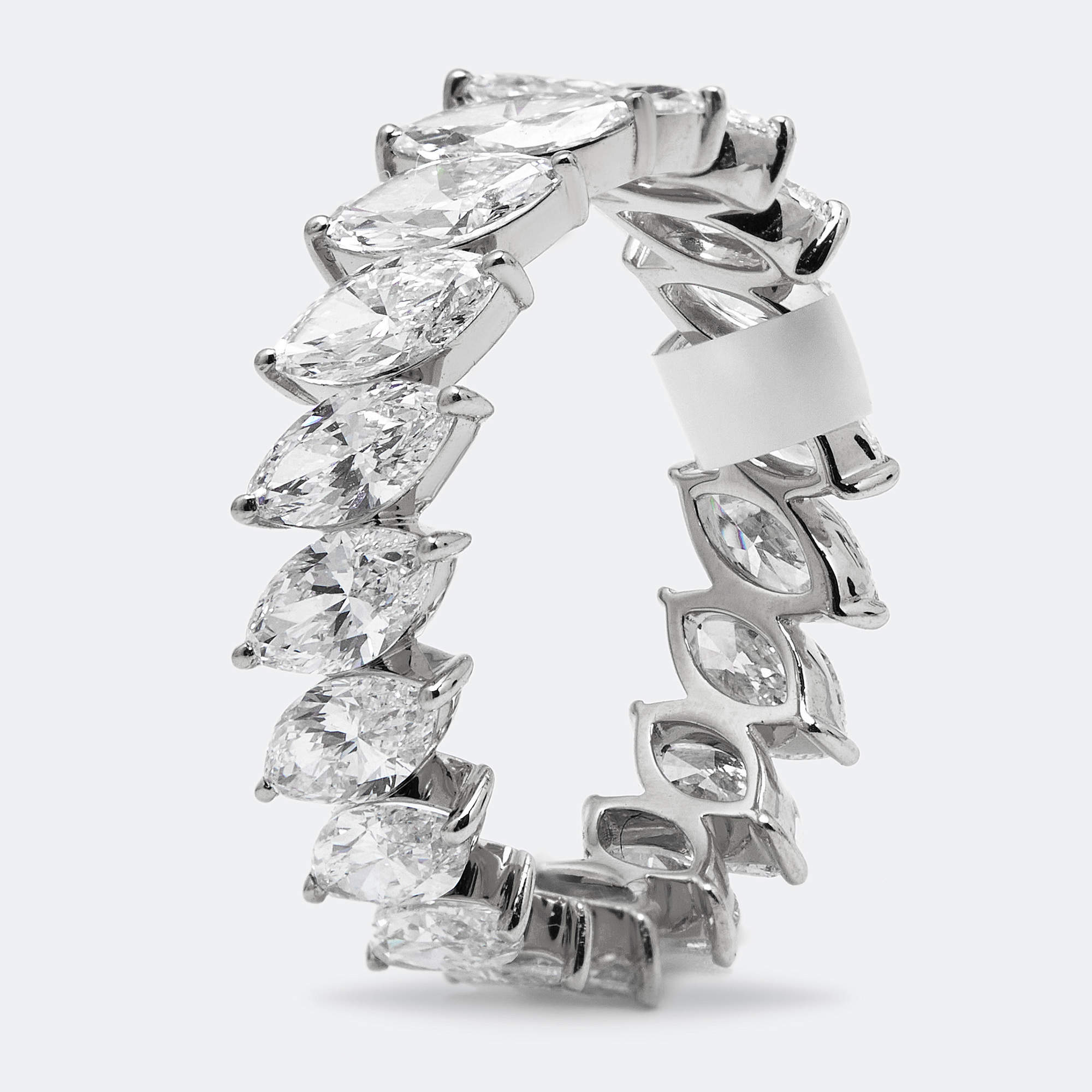 Pre Owned 3.80 cts Marquise Brilliant Lab Grown Diamond 18k White Gold Eternity Band Ring Size 54