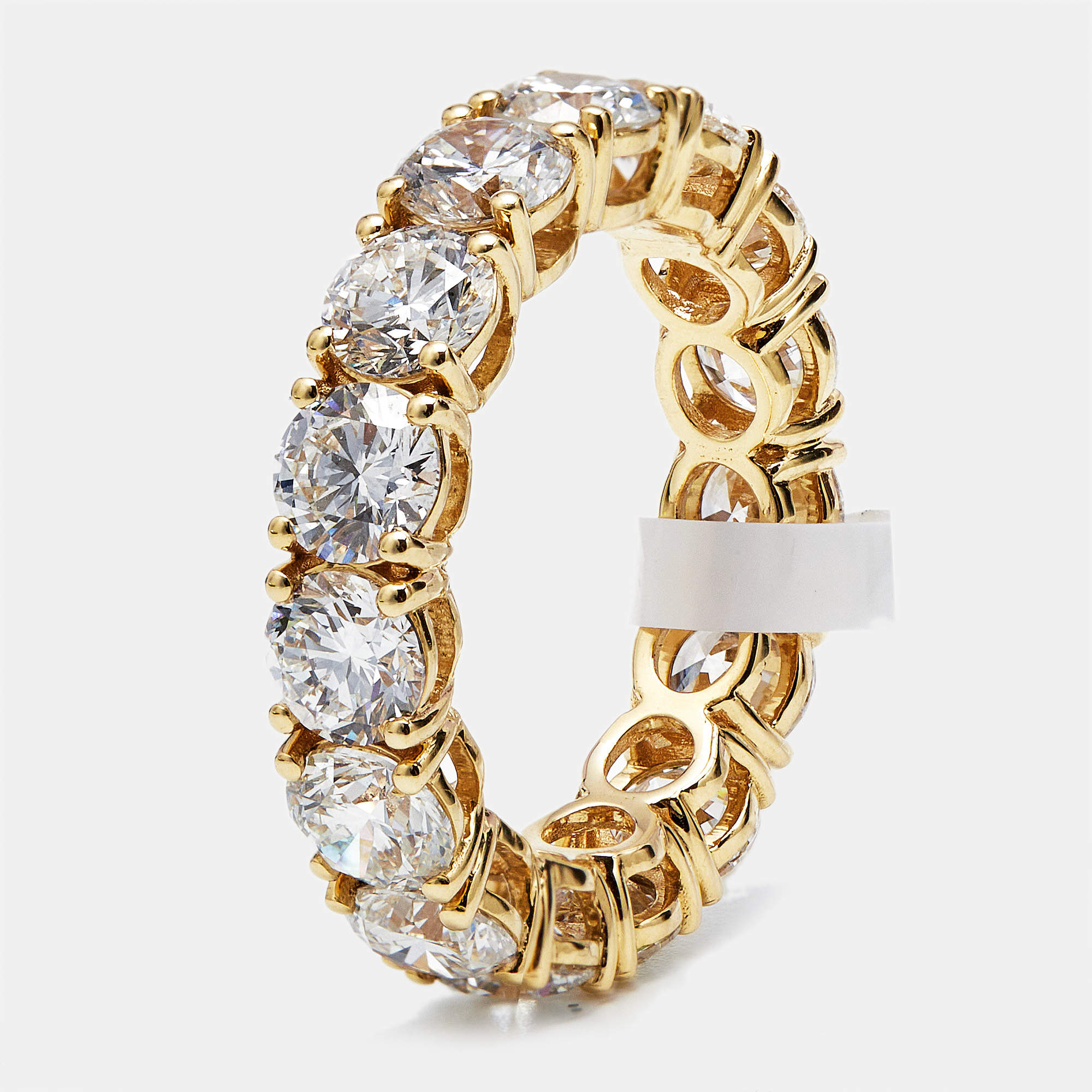 Pre Owned 6 cts Round Brilliant Lab Grown Diamonds 18k Yellow Gold Eternity Band Ring Size 54