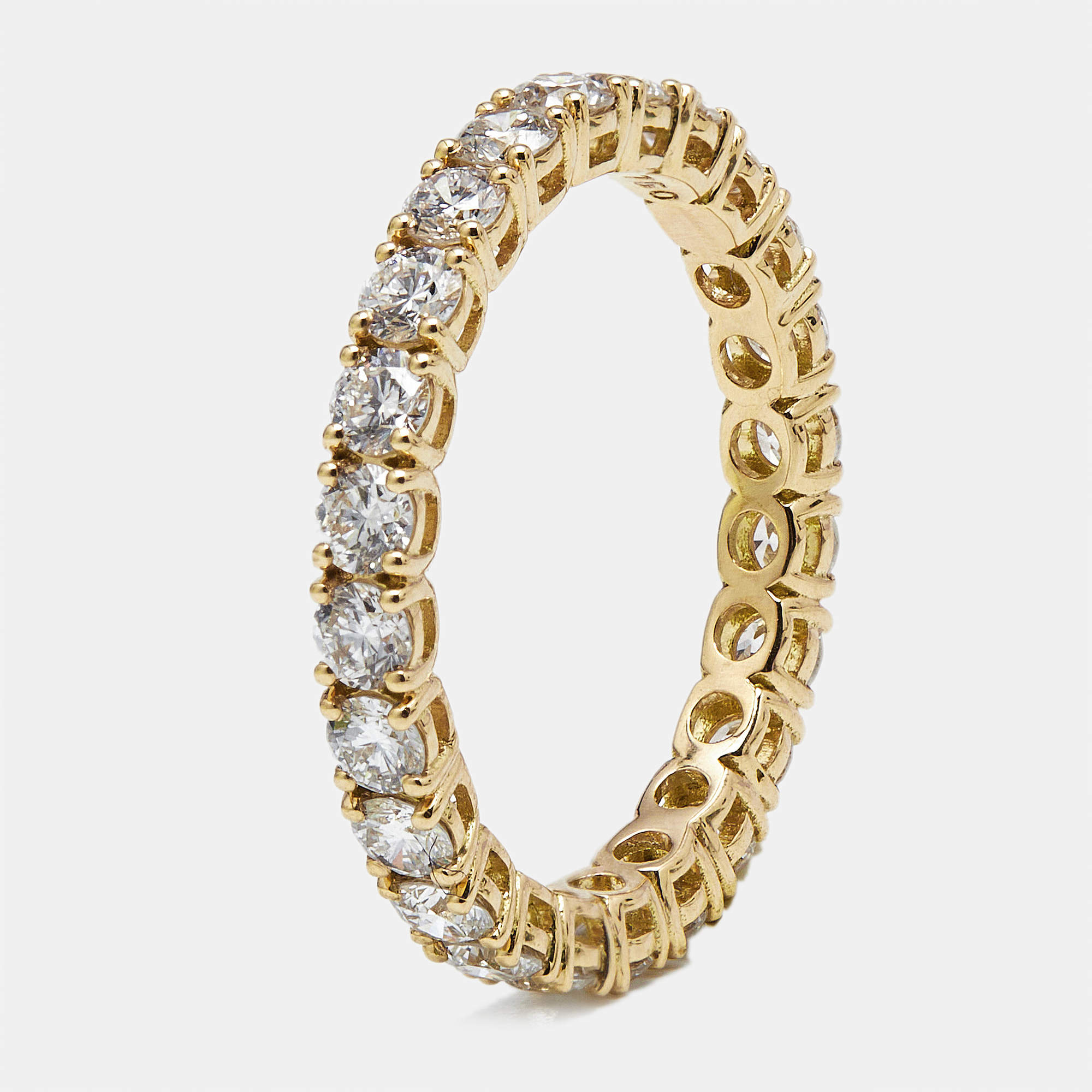 Pre Owned 1.25 cts Round Brilliant Lab Grown Diamonds 18k Yellow Gold Eternity Band Ring Size 54