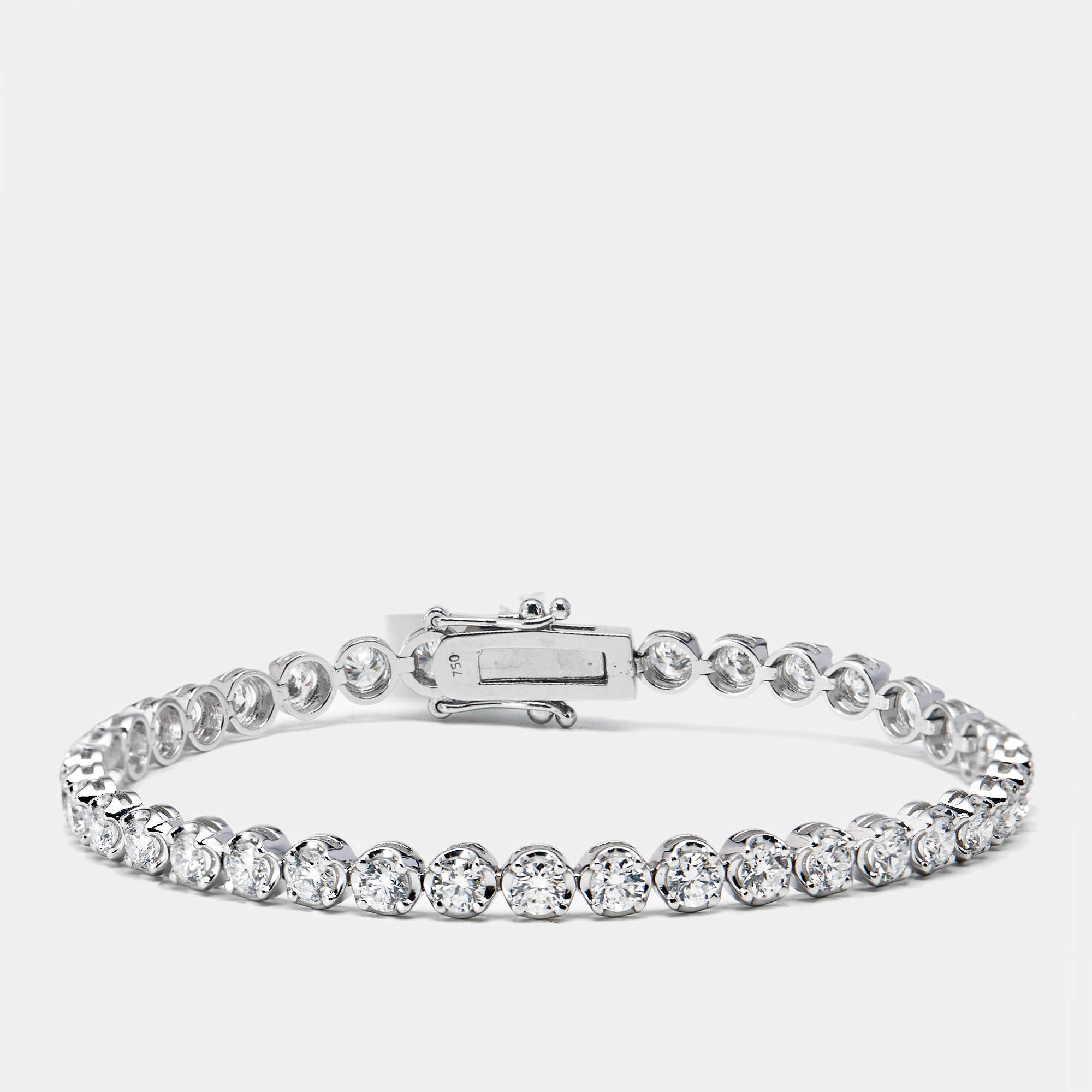 Pre Owned 3.9 cts Round Brilliant Cut Lab Grown Diamonds 18k White Gold Tennis Bracelet