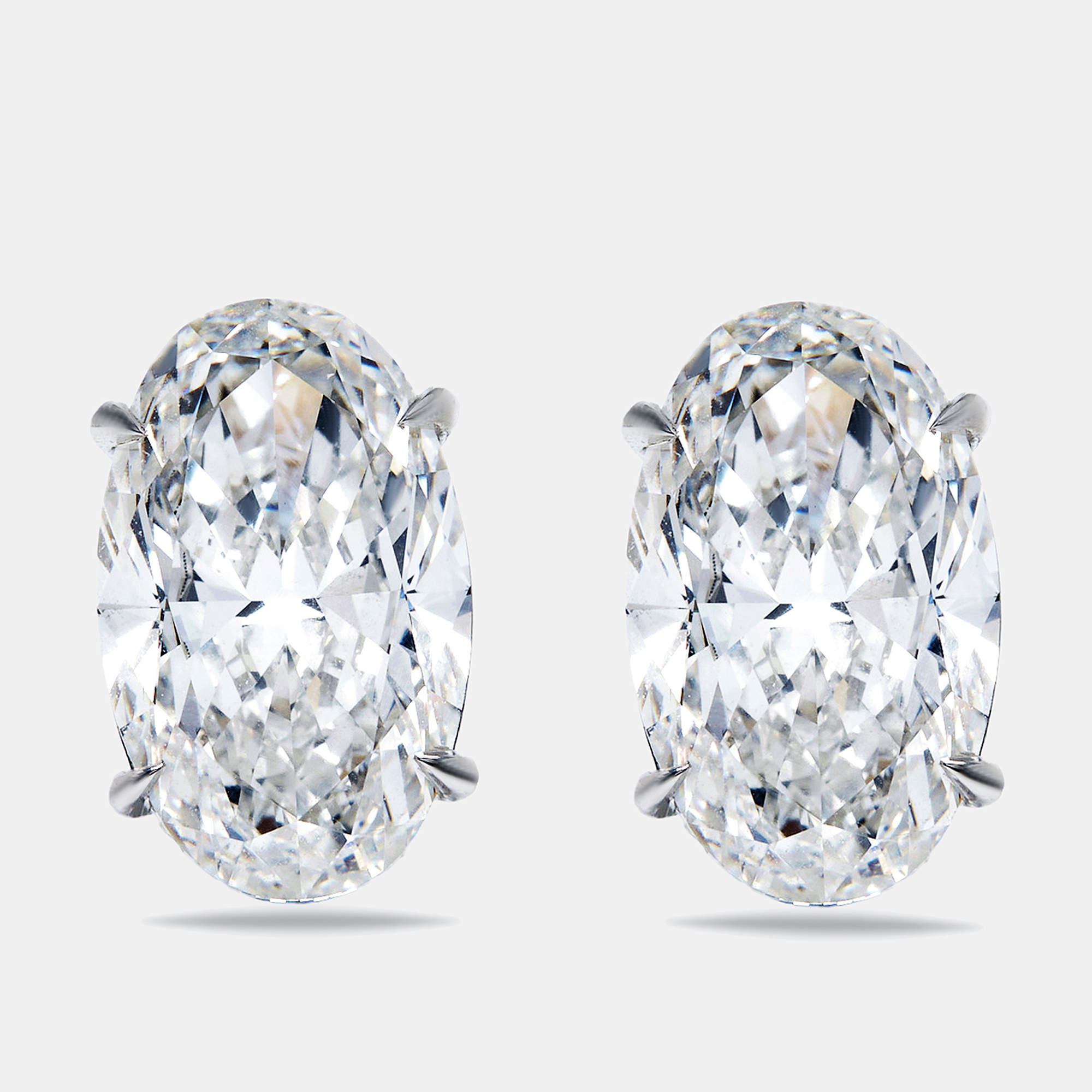 Pre Owned 10.00 cts Oval Brilliant Cut Lab Grown Diamond 18k White Gold Earrings