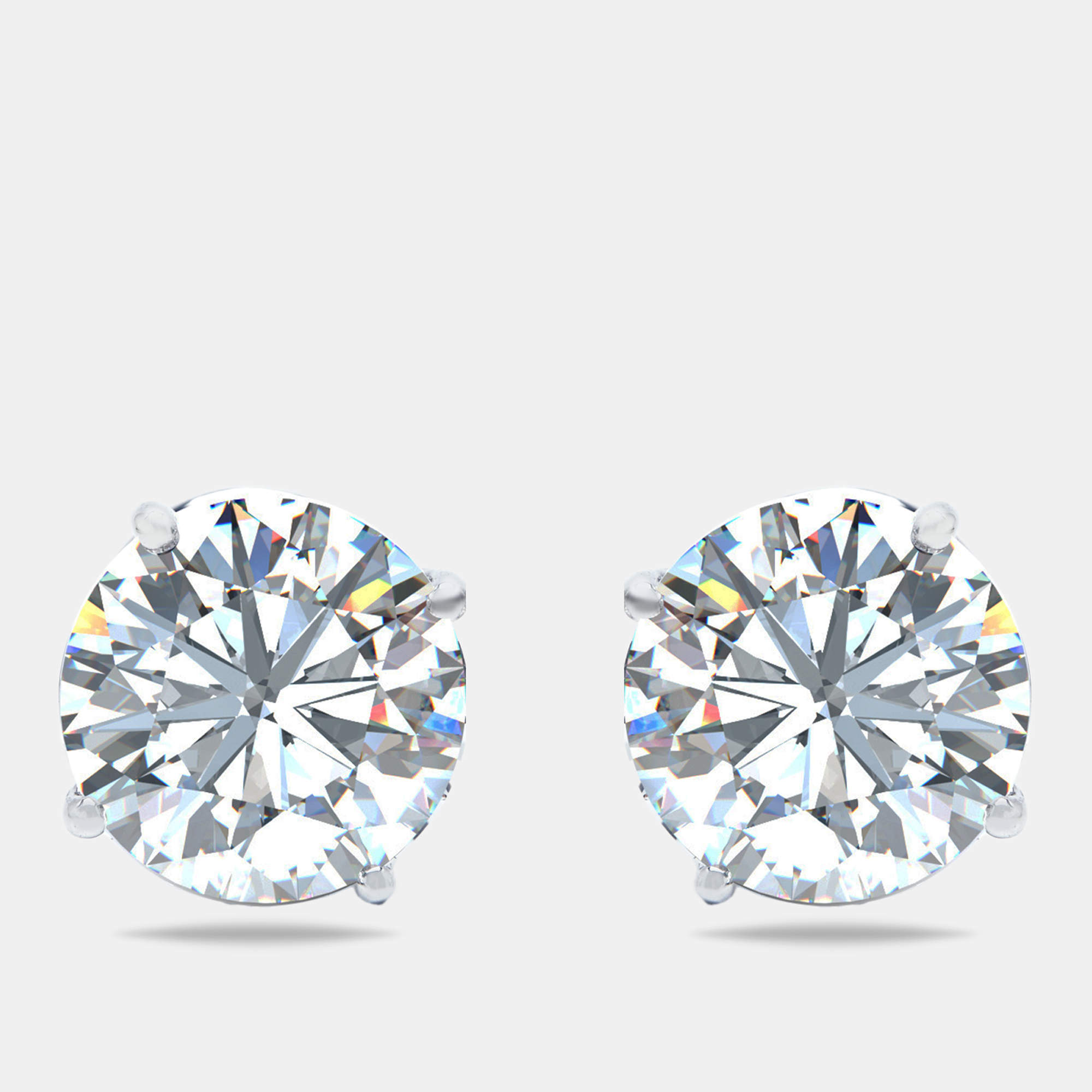 Pre Owned 10.00 cts Round Brilliant 18k White Gold Lab Grown Diamonds Solitaire Earrings