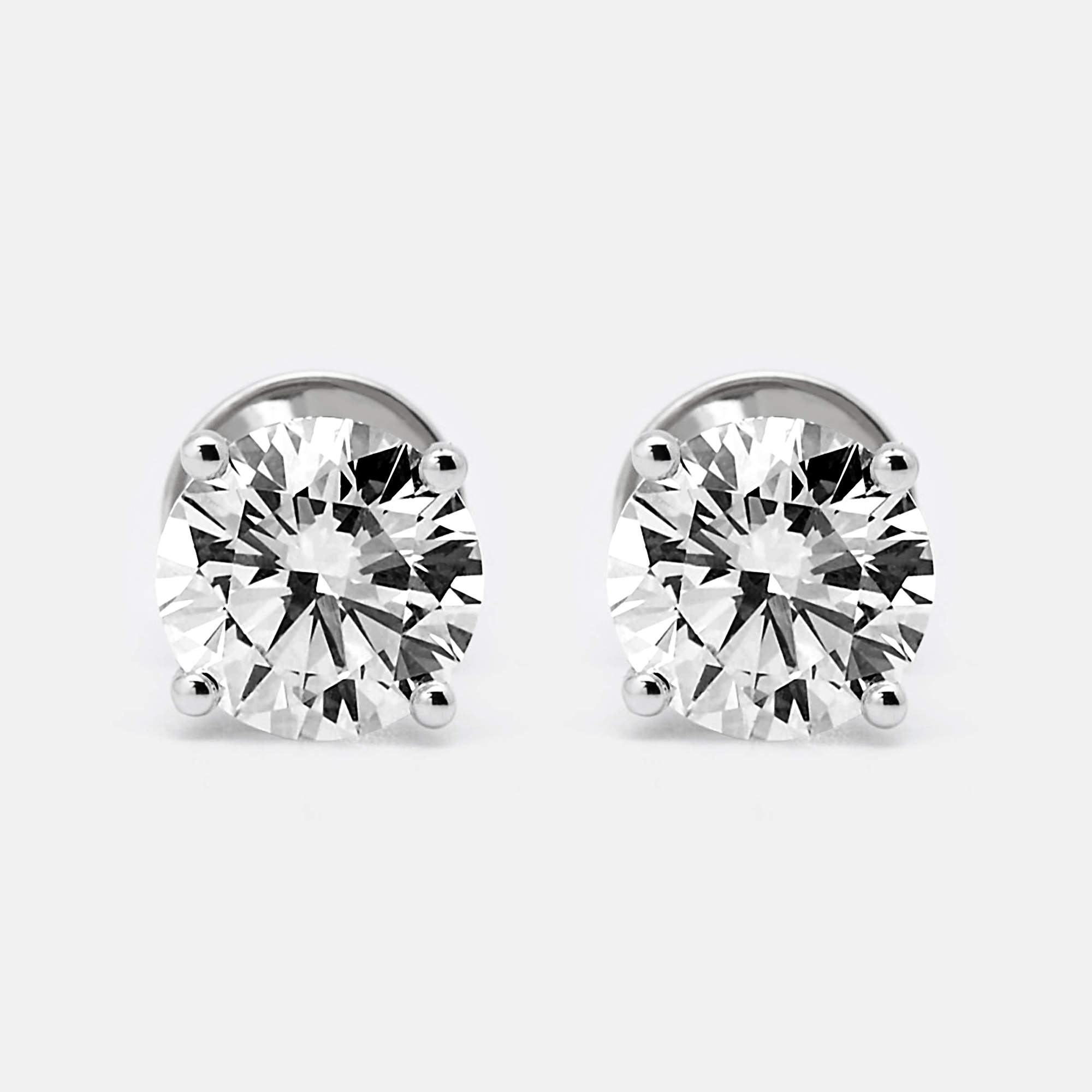 Pre Owned 6.00 cts Round Brilliant 18k White Gold Lab Grown Diamonds Solitaire Earrings