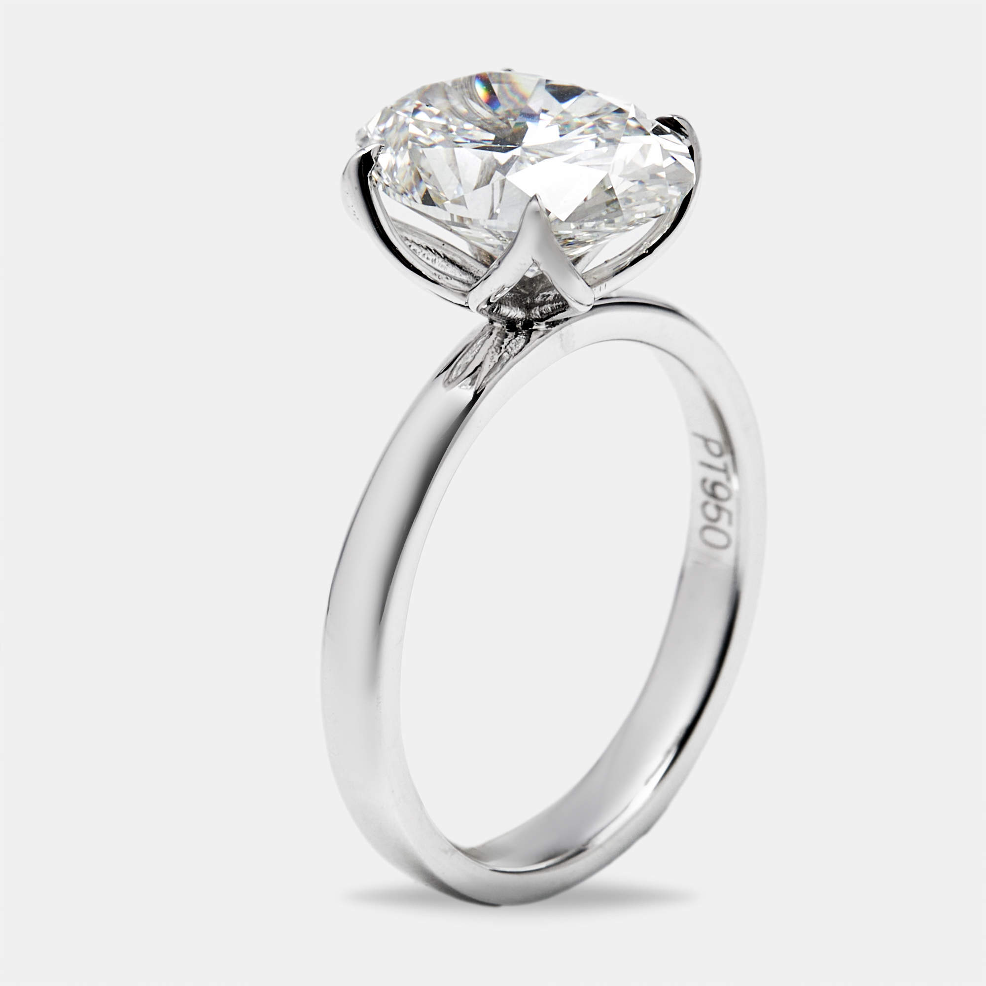 Pre Owned 3.5 cts Oval Brilliant Lab Grown Diamond 18k White Gold Ring Size 51