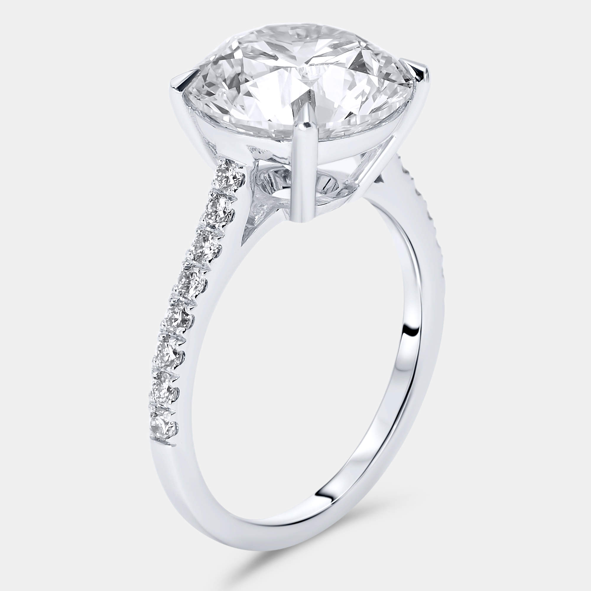 Pre Owned 5.3 cts Round Lab Grown Diamond 18k White Gold Ring Size 53