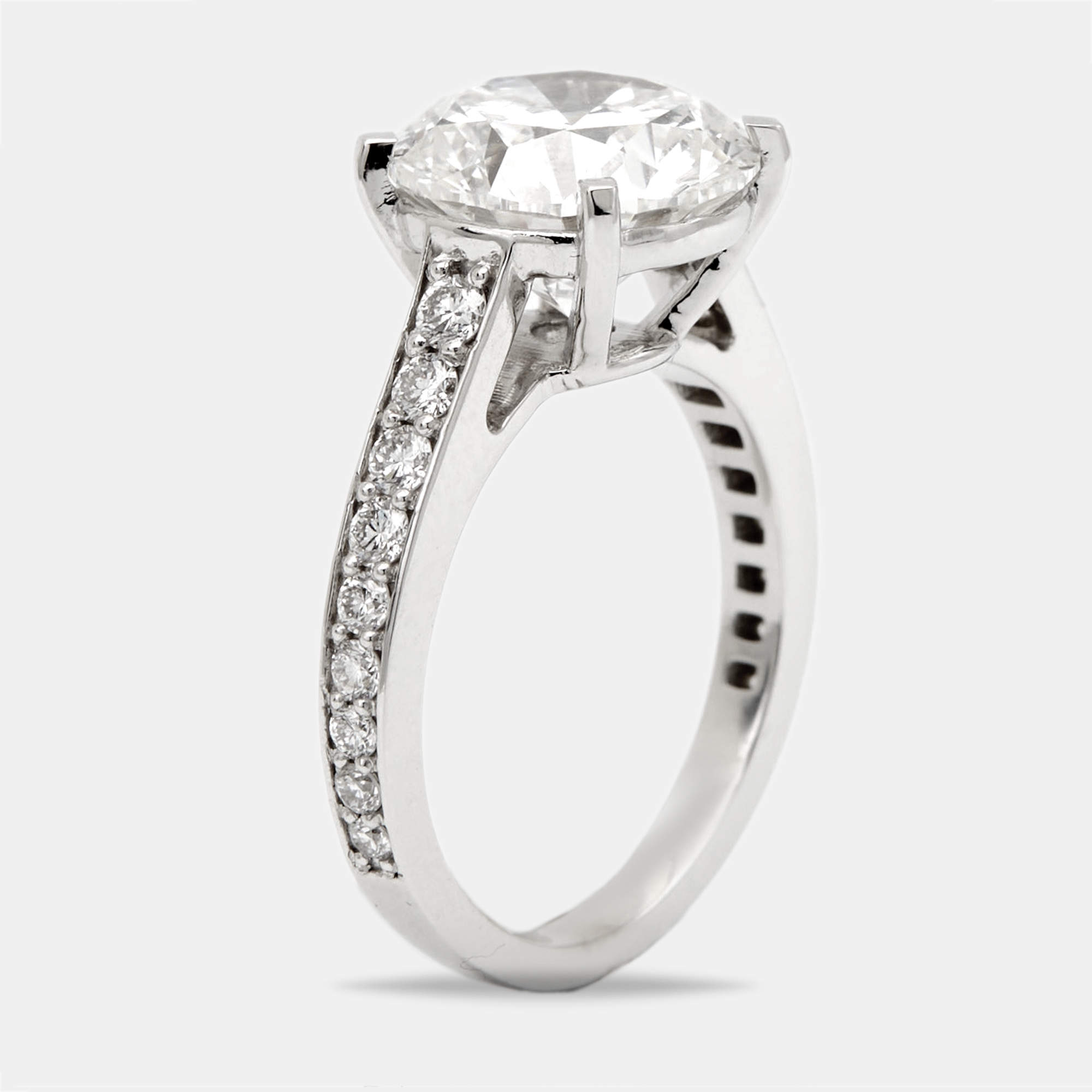 Pre Owned 5.5 cts Round Cut Lab Grown Diamond 18k White Gold Ring Size 52