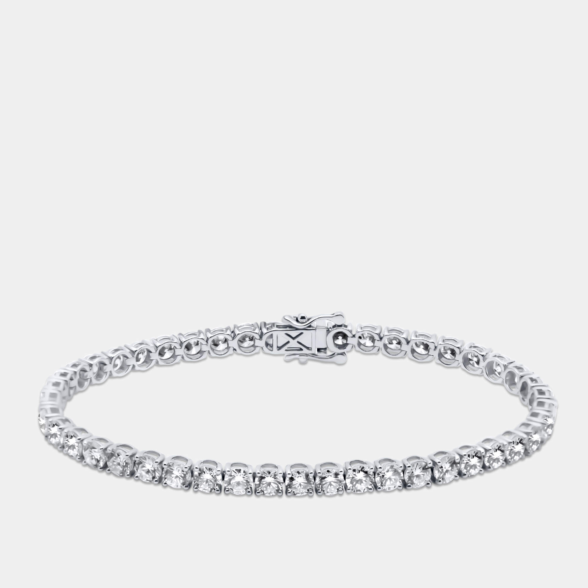 Pre Owned 10.8 cts Round Cut Lab Grown Diamond 14k White Gold Bracelet