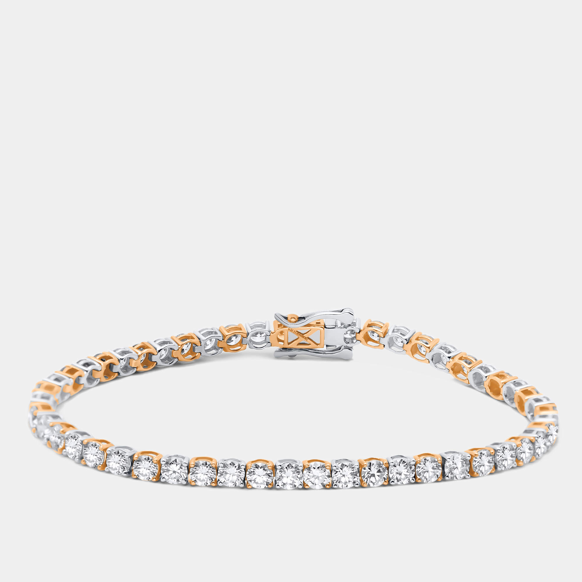 Pre Owned 6.4 cts Round Cut Lab Grown Diamond 14k Two Tone Gold Bracelet