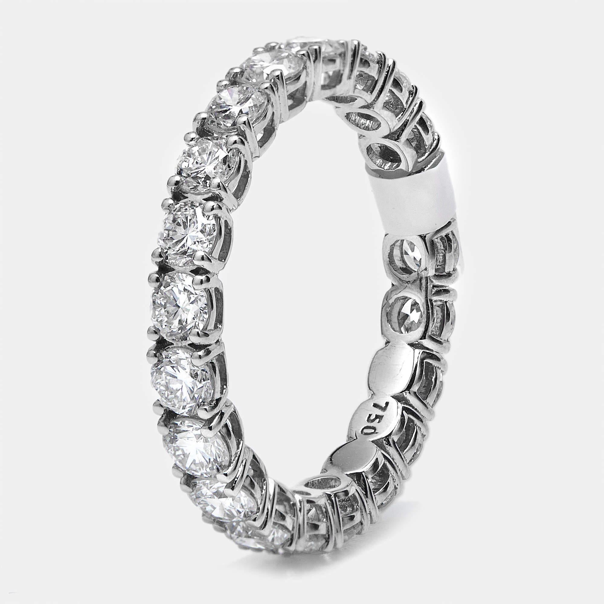 Pre Owned 2.25 cts Round Brilliant Lab Grown Diamonds 18k White Gold Eternity Band Ring Size 54