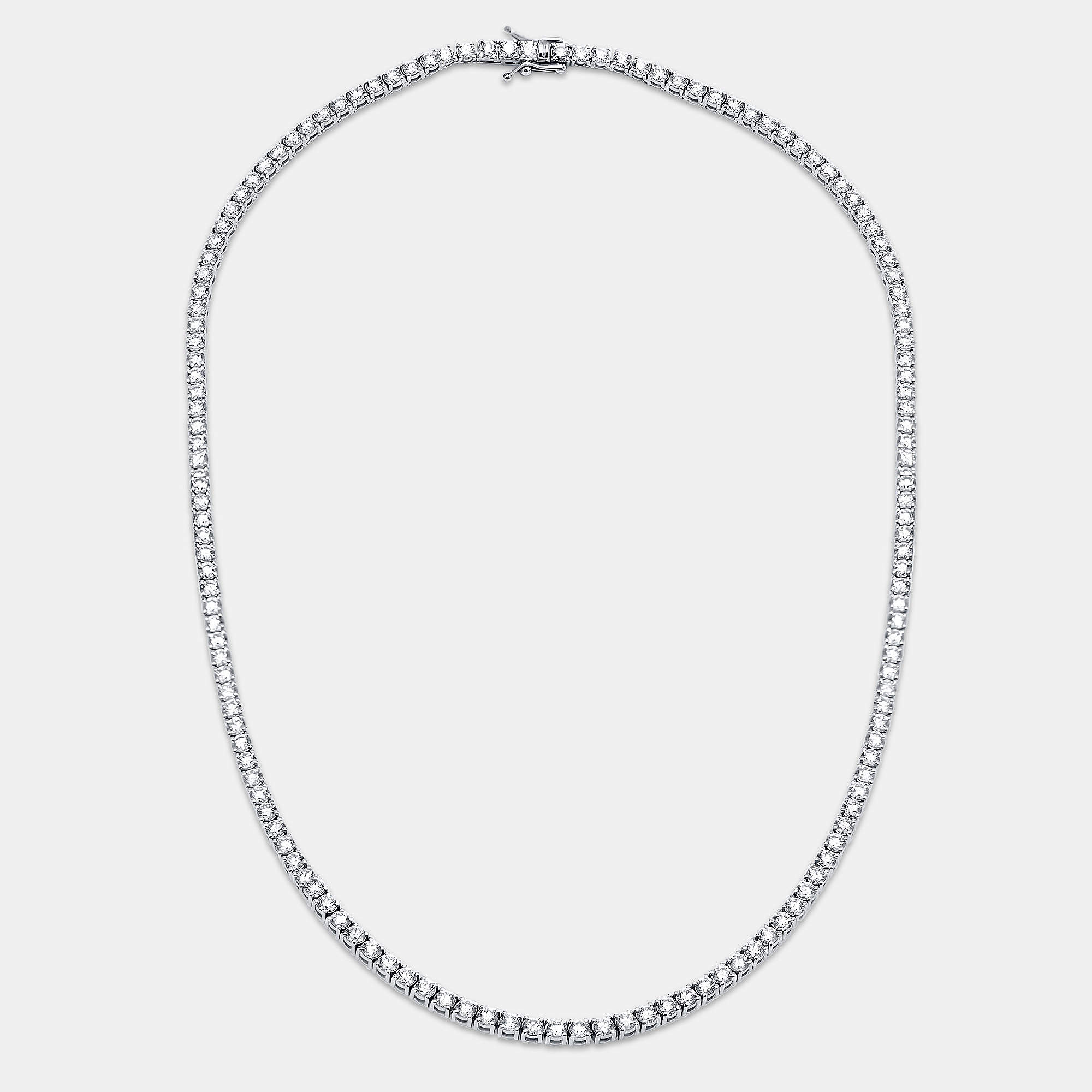 Pre Owned 10.00 cts Round Lab Grown Diamonds 18k White Gold Tennis Necklace