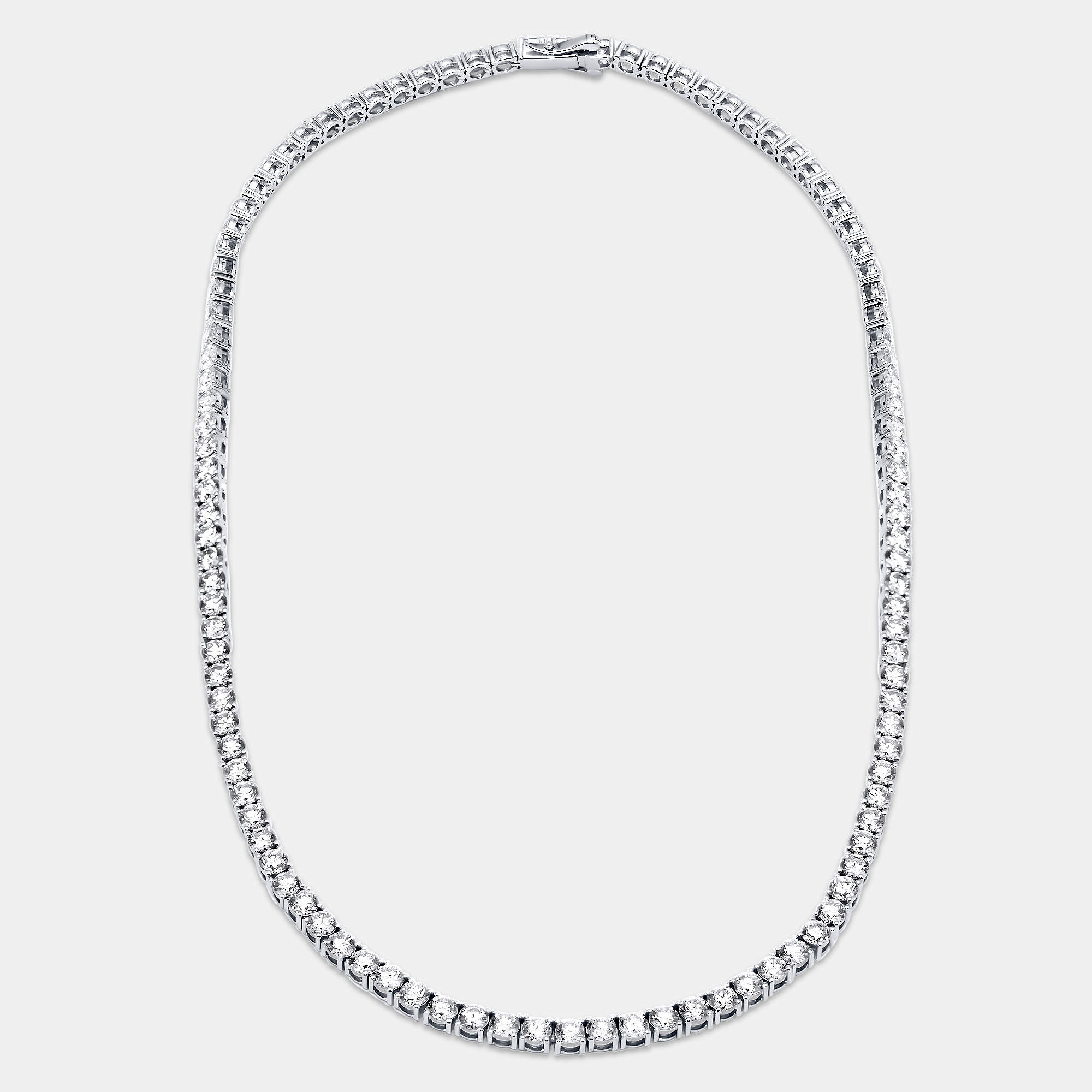 Pre Owned 26.00 cts Round Lab Grown Diamonds 18k White Gold Tennis Necklace