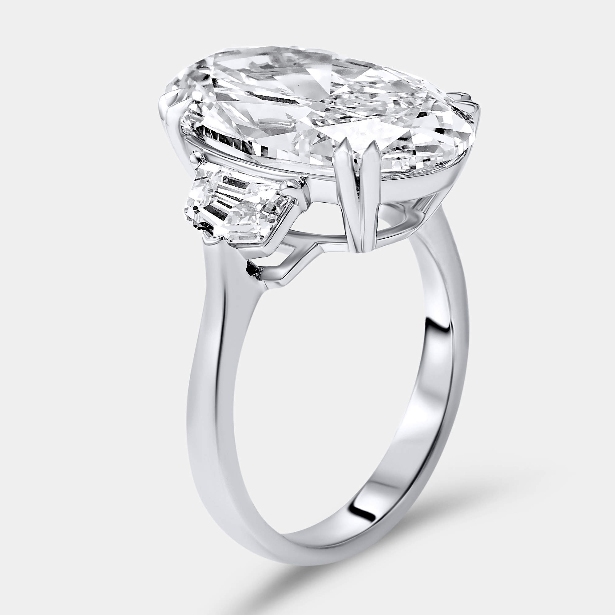 Pre Owned 8.99 cts Oval Brilliant Trapezoid Lab Grown Diamonds 18k White Gold Ring Size 54