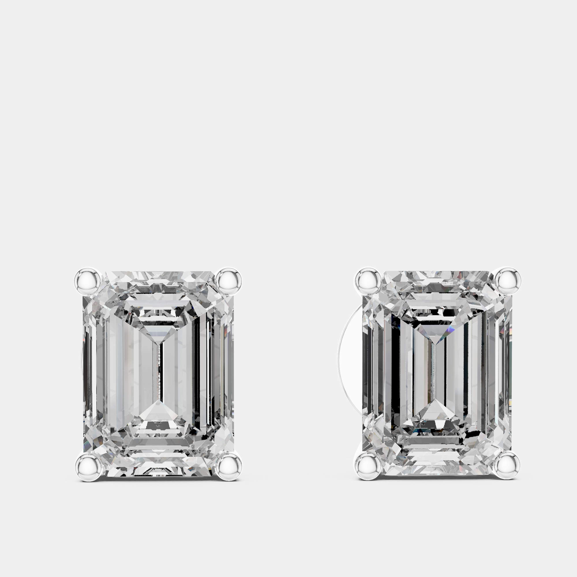 Pre Owned 2.00 cts Emerald Cut 18k White Gold Lab Grown Diamond Stud Earrings