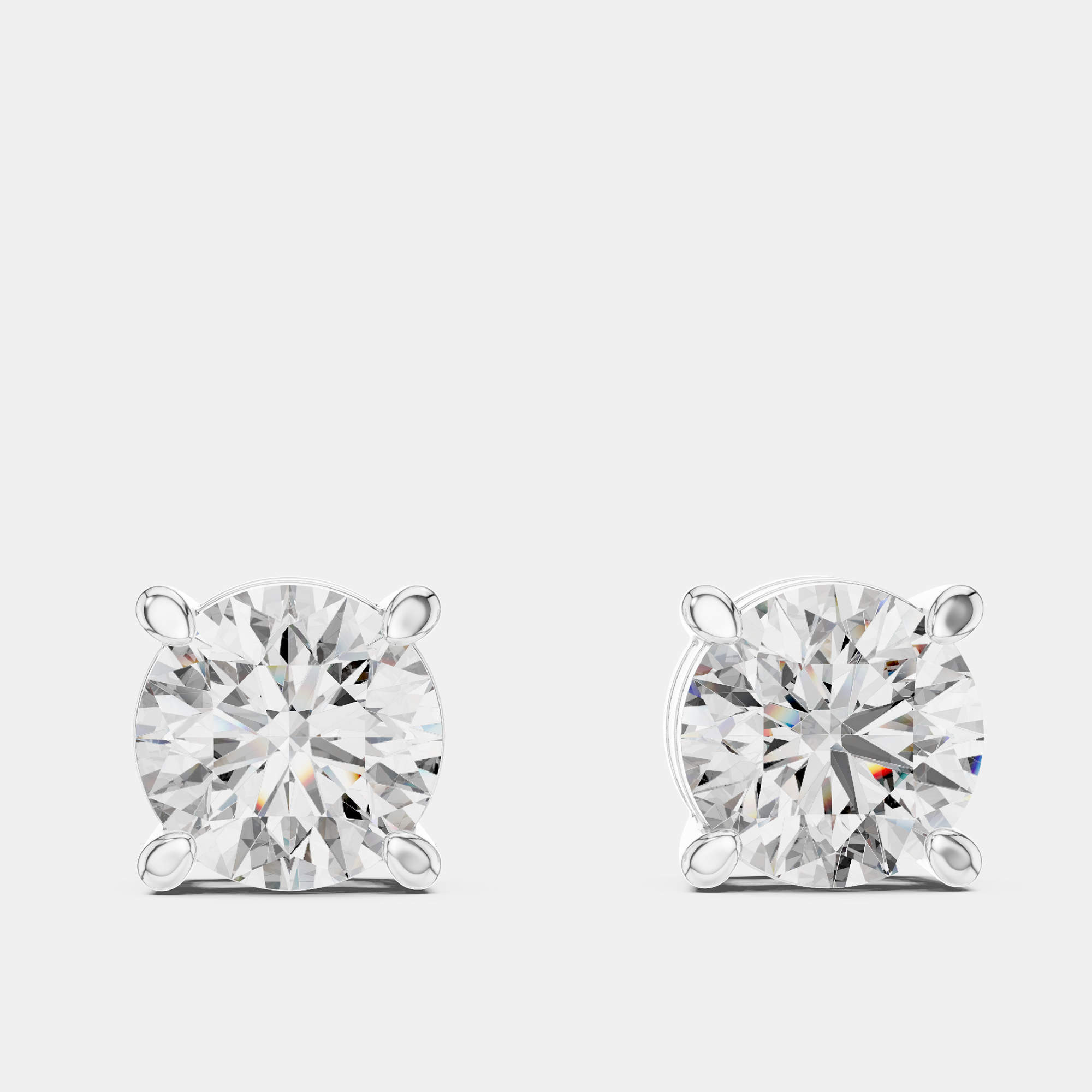 Pre Owned 1.00 ct Round 18k White Gold Solitaire Lab Grown Diamond Single Stud Earrings