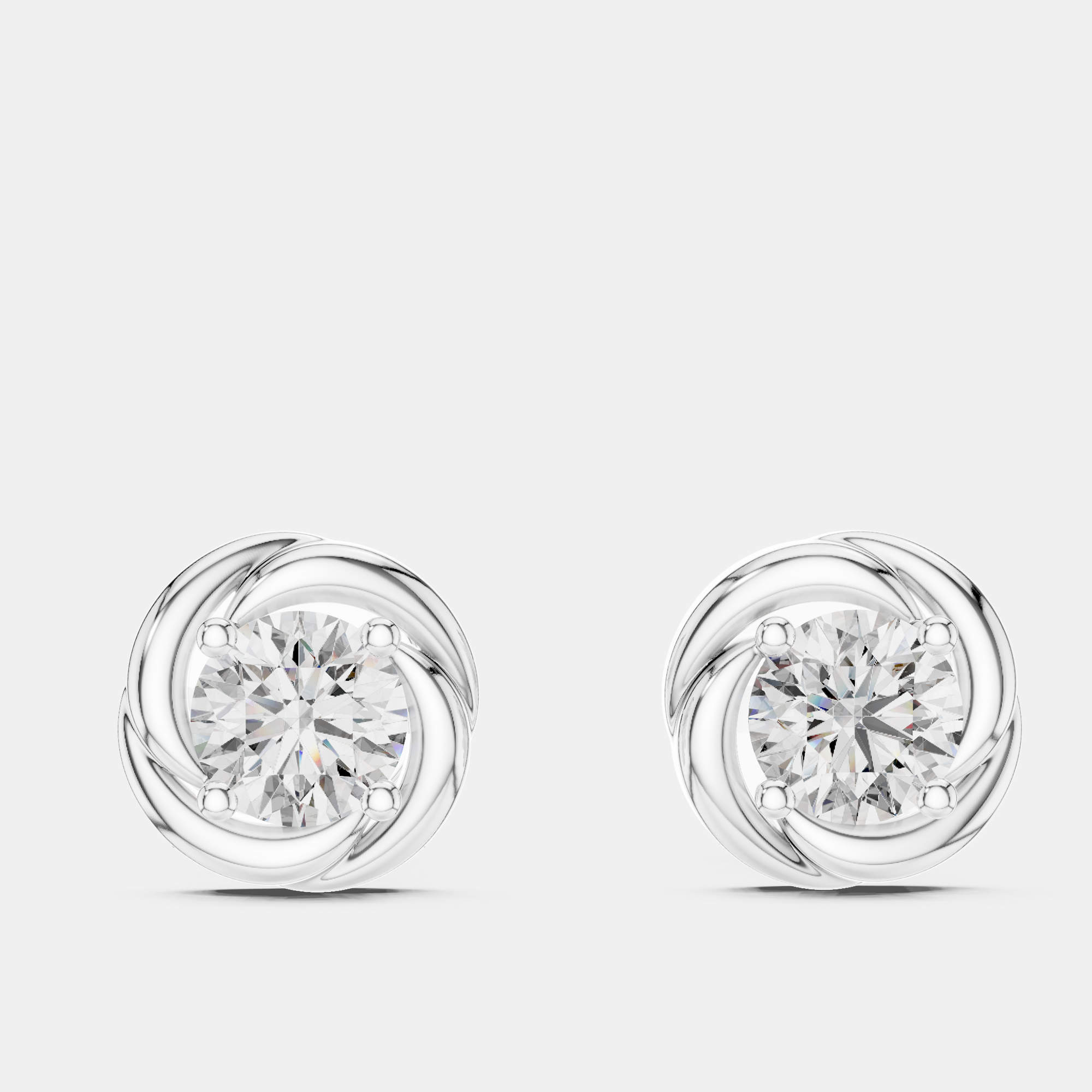 Pre Owned 1.00 ct Round 18k White Gold Fancy Lab Grown Diamond Solitaire Single Stud Earrings