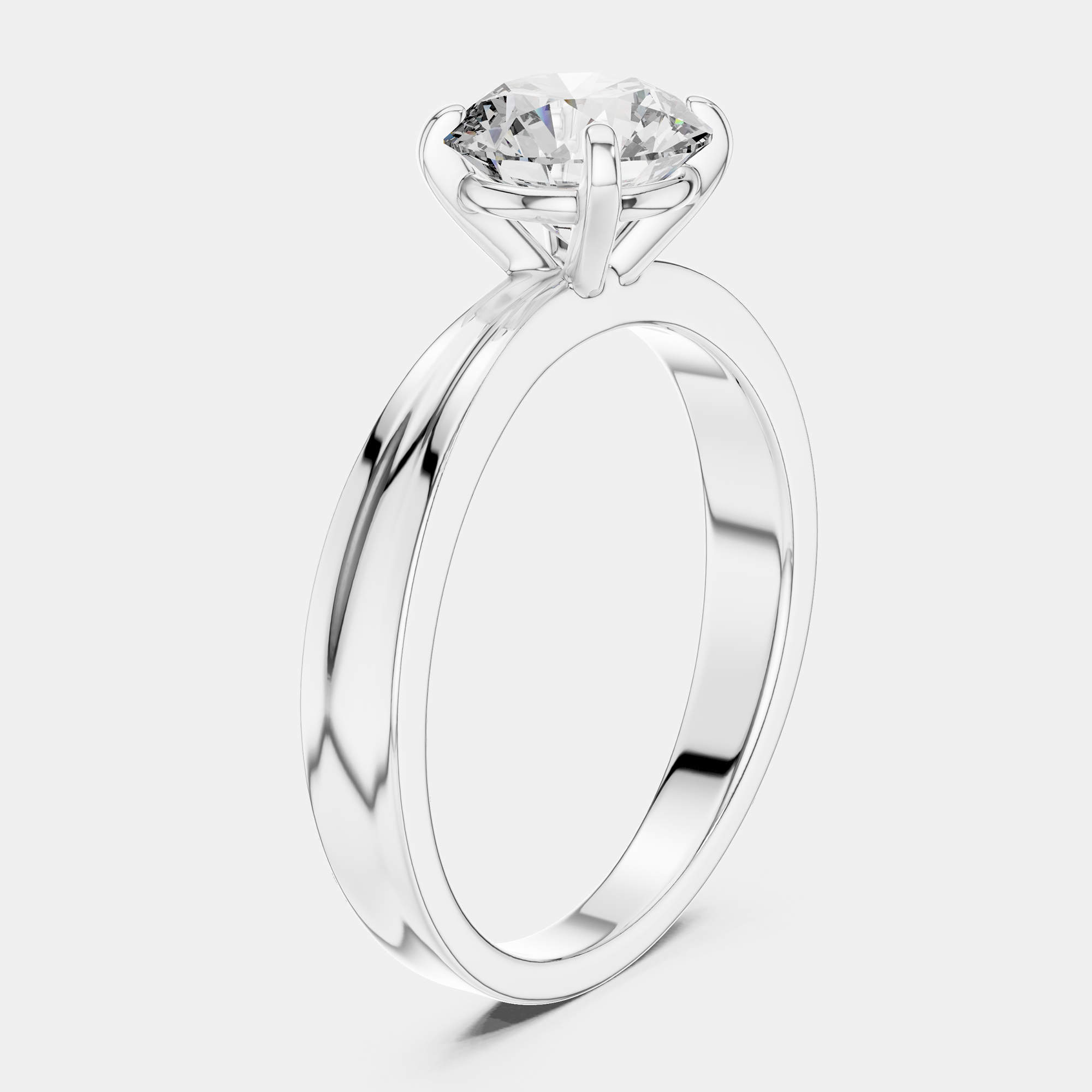 Pre Owned 3.00 ct Round 18k White Gold Lab Grown Diamonds Solitaire Diamond Band Size 53