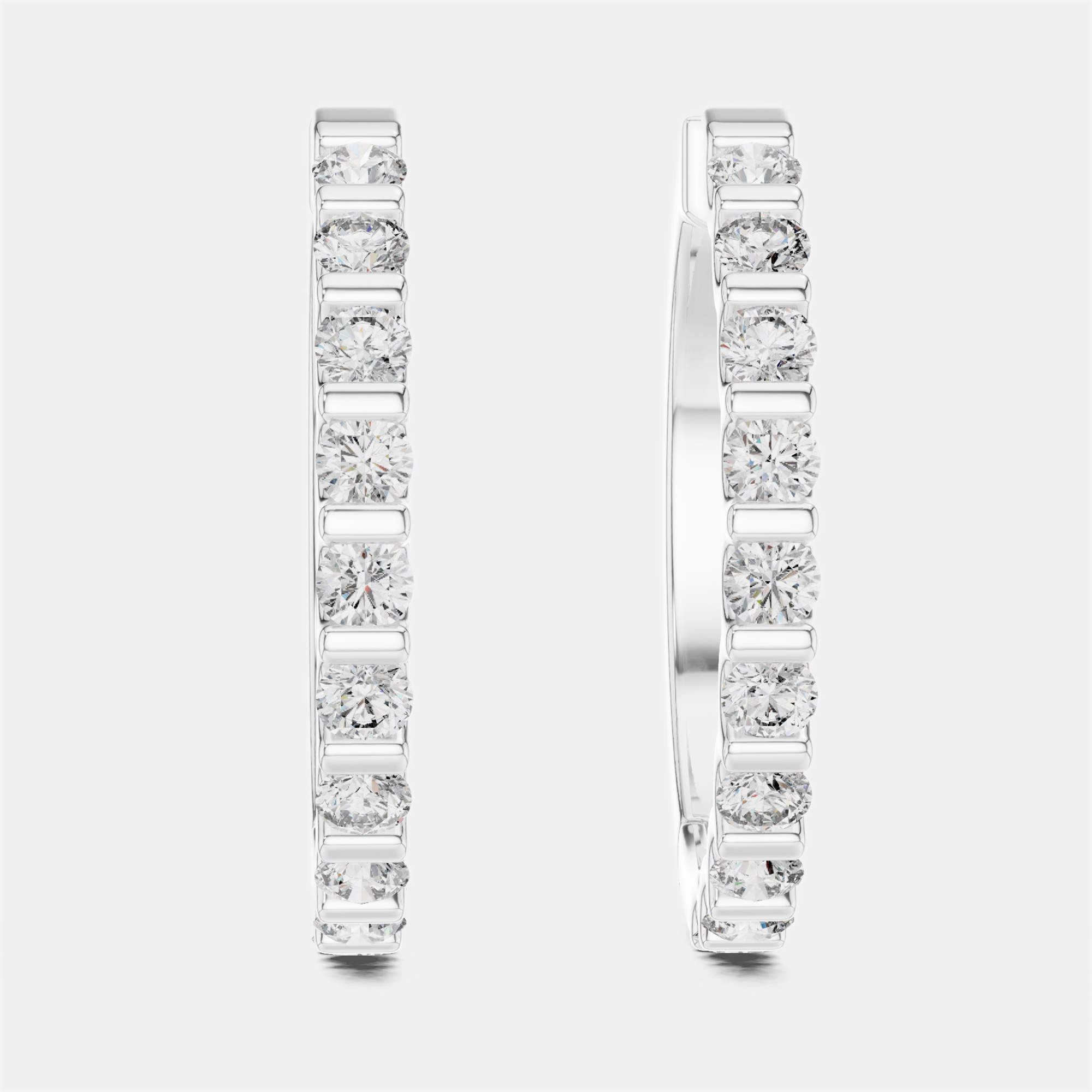 Pre Owned 0.60 ct Round Cut 18k White Gold Lab Grown Diamond Hoop Earrings