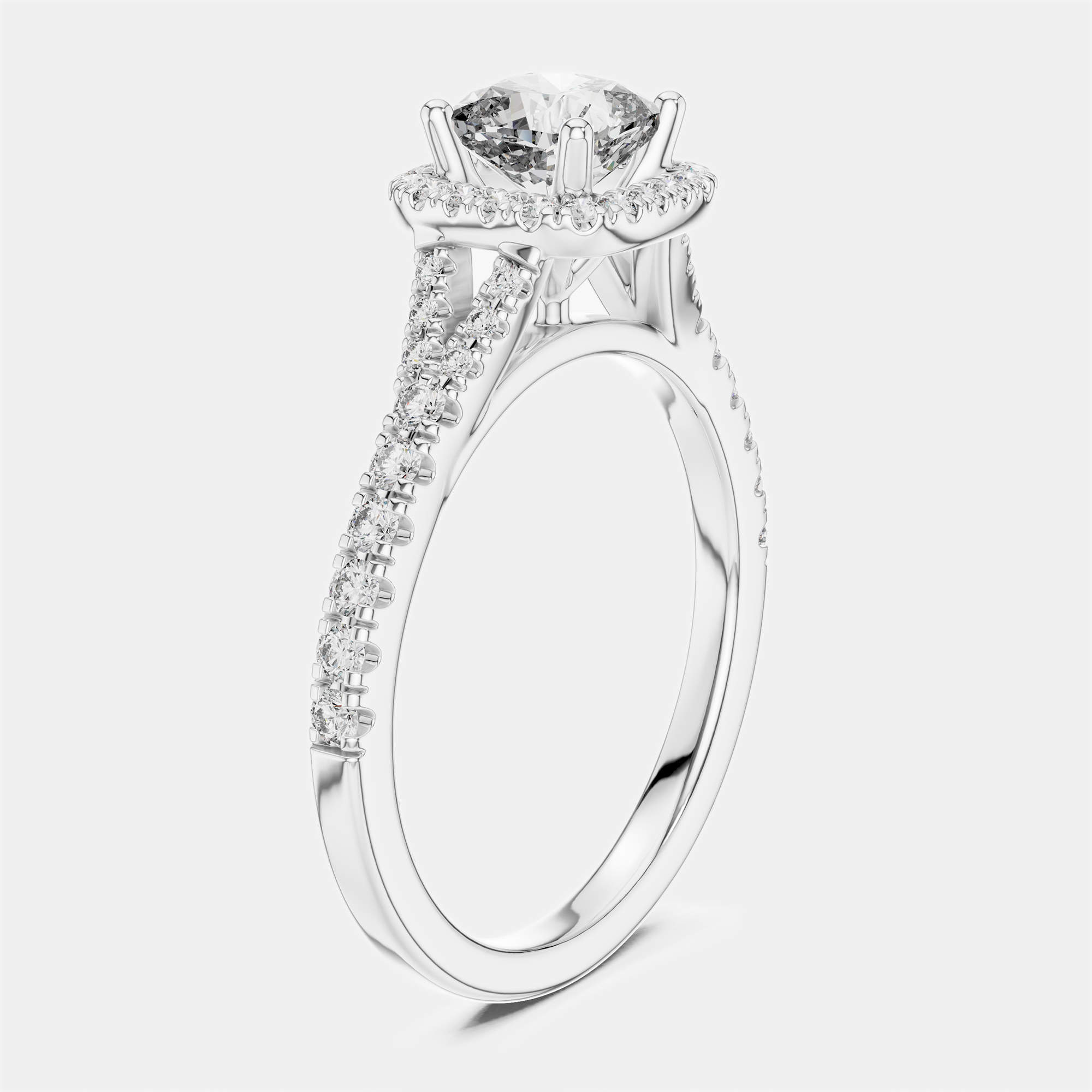 Pre Owned 1.00 ct Round 18k White Gold Lab Grown Diamond Ring Size 53