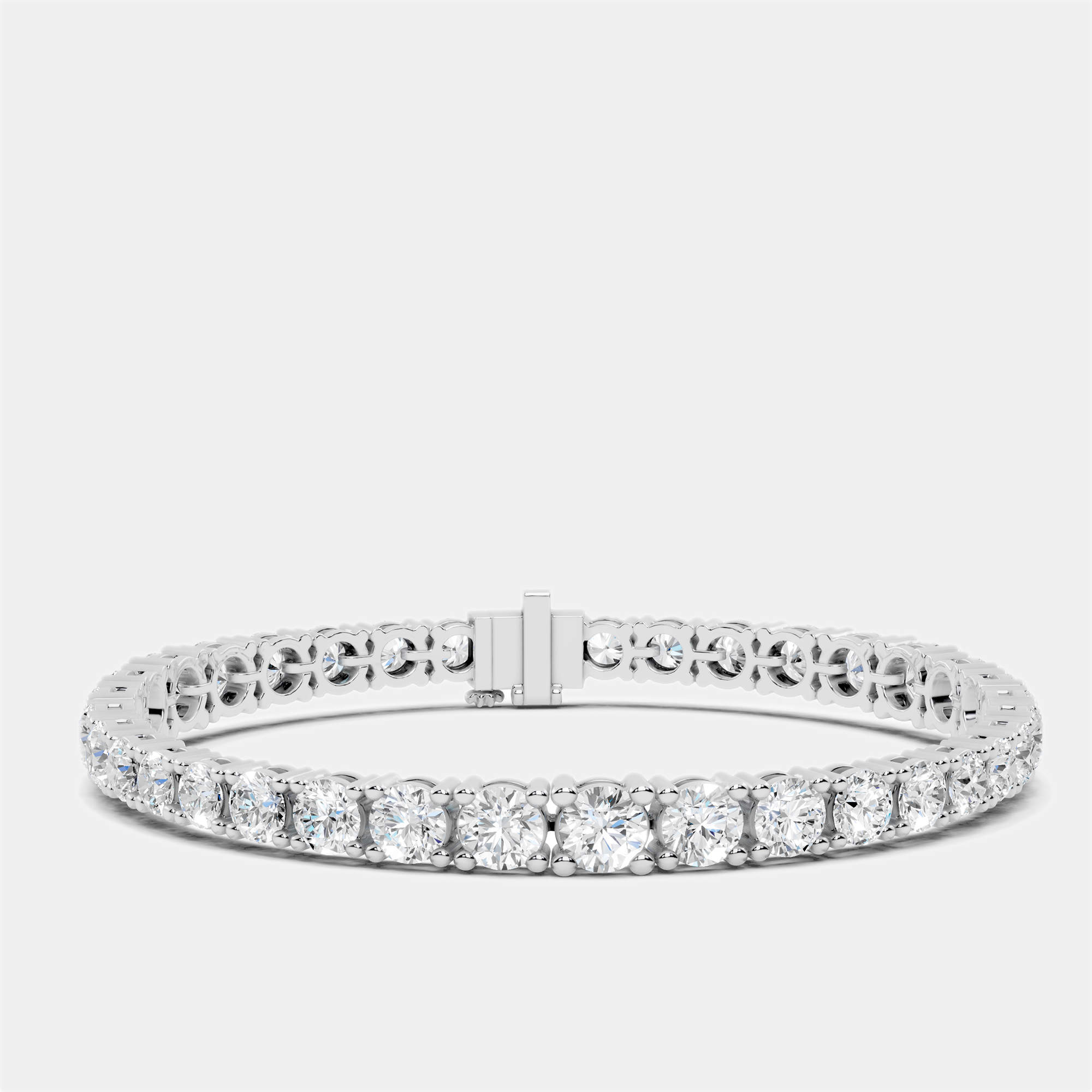Pre Owned 13.00 ct Graduating Round Cut 18k White Gold Lab Grown Diamond Tennis Bracelet 16 cm