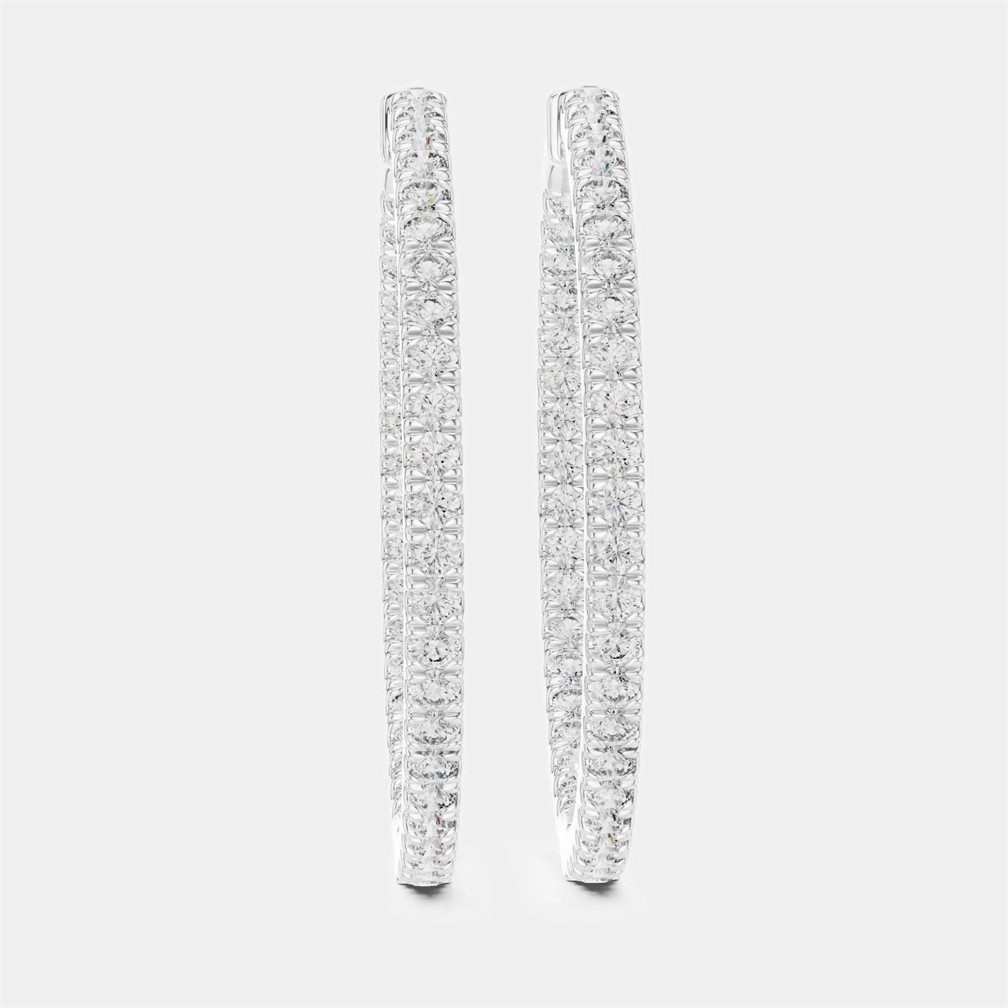 Pre Owned 1.00 ct Round Cut 18k White Gold Lab Grown Diamond Hoop Earrings