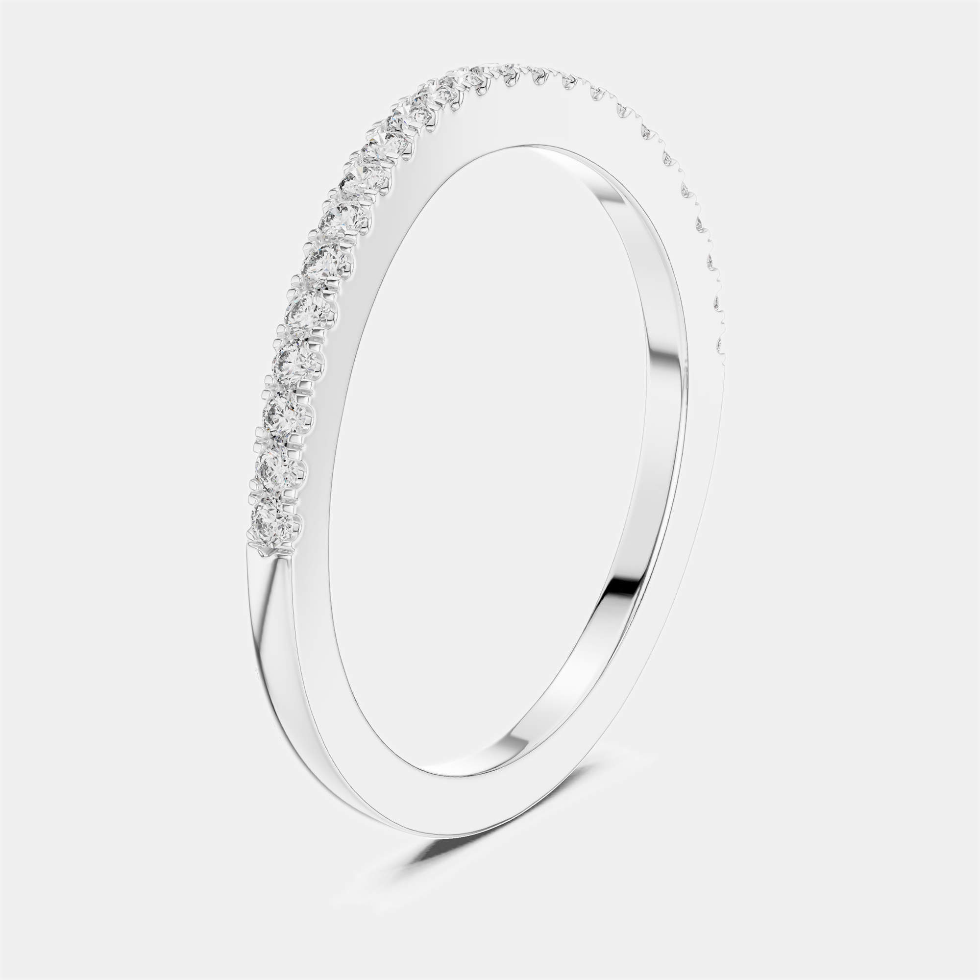 Pre Owned 0.2 ct Side Stack Round Cut 18k White Gold Lab Grown Diamond Ring Size 53