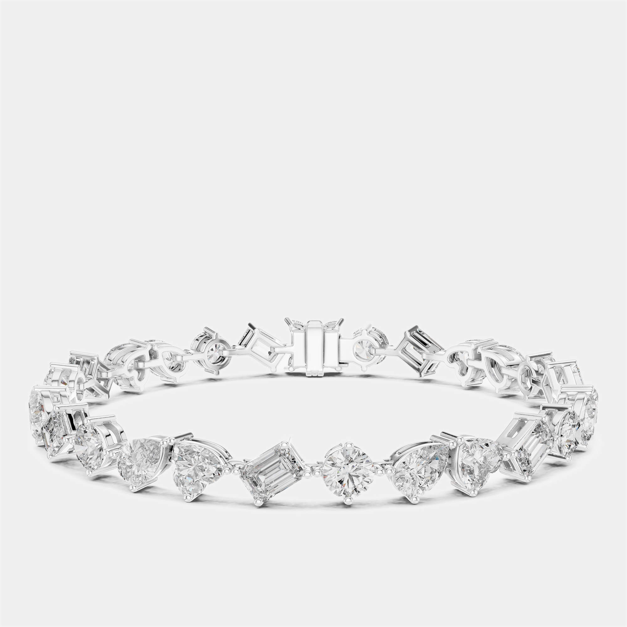 Pre Owned 10.00 cts Mixed Fancy Cut 18k White Gold Lab Grown Diamond Bracelet