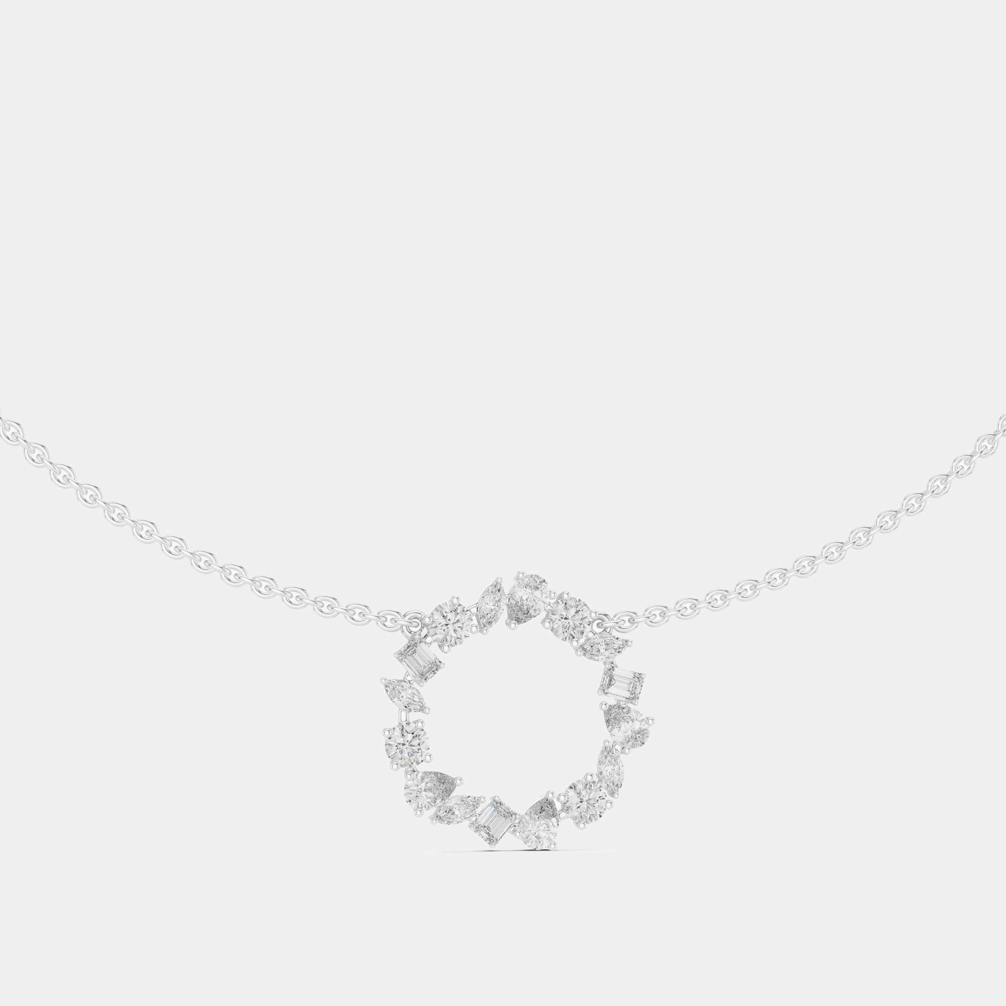 Pre Owned 1.50 cts Mixed Shape Fancy Cut 18k White Gold Lab Grown Diamond Pendant