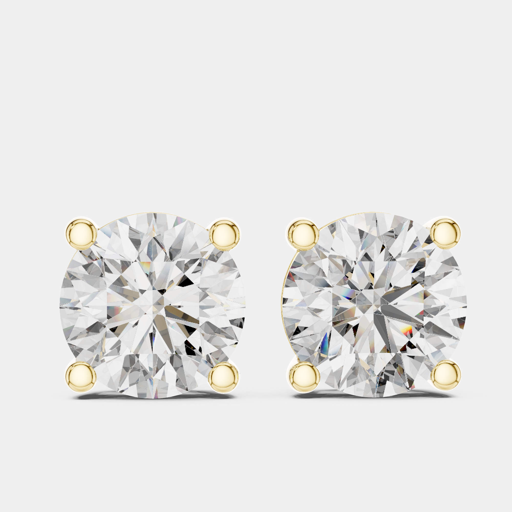 Pre Owned 4.00 cts Round Cut 18k Yellow Gold Lab Grown Diamond Stud Earrings