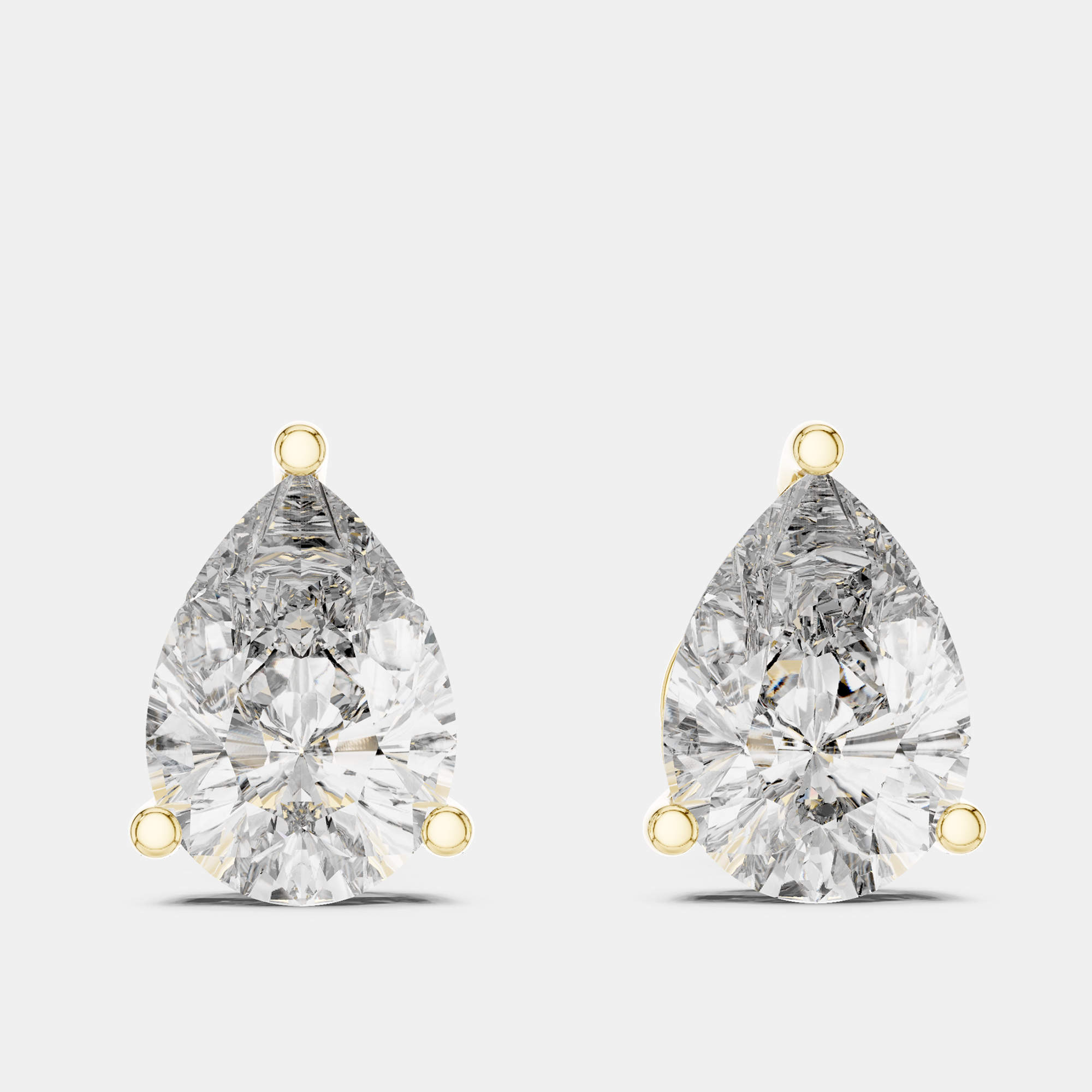 Pre Owned 4.00 cts Pear Cut 18k Yellow Gold Lab Grown Diamond Stud Earrings