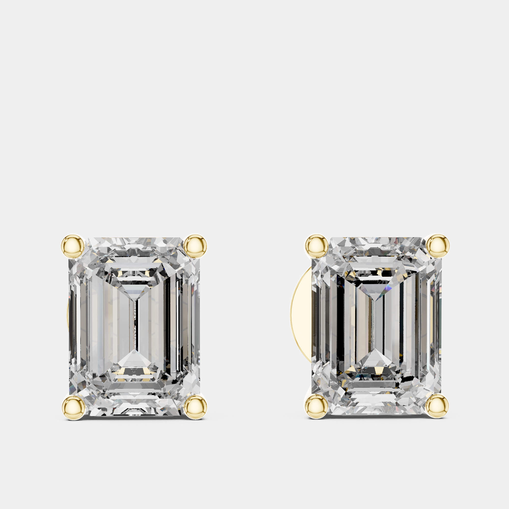 Pre Owned 2.00 cts Emerald Cut 18k Yellow Gold Lab Grown Diamond Stud Earrings