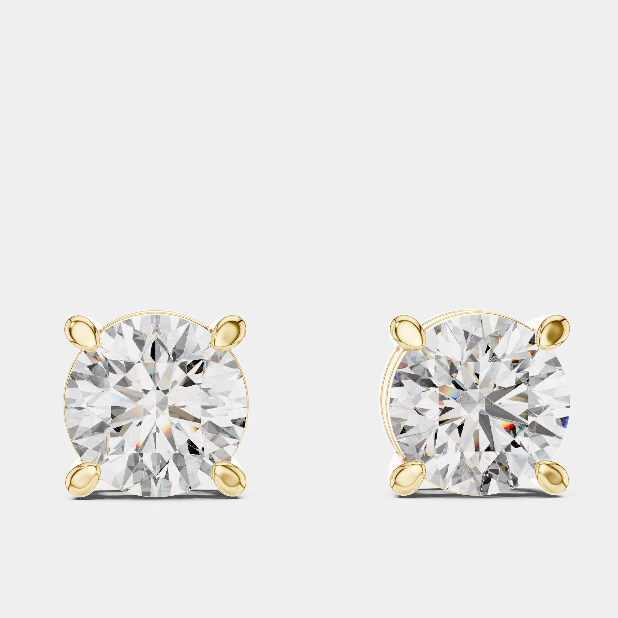 Pre Owned 1.00 cts Round 18k Yellow Gold Solitaire Lab Grown Diamond Single Stud Earrings