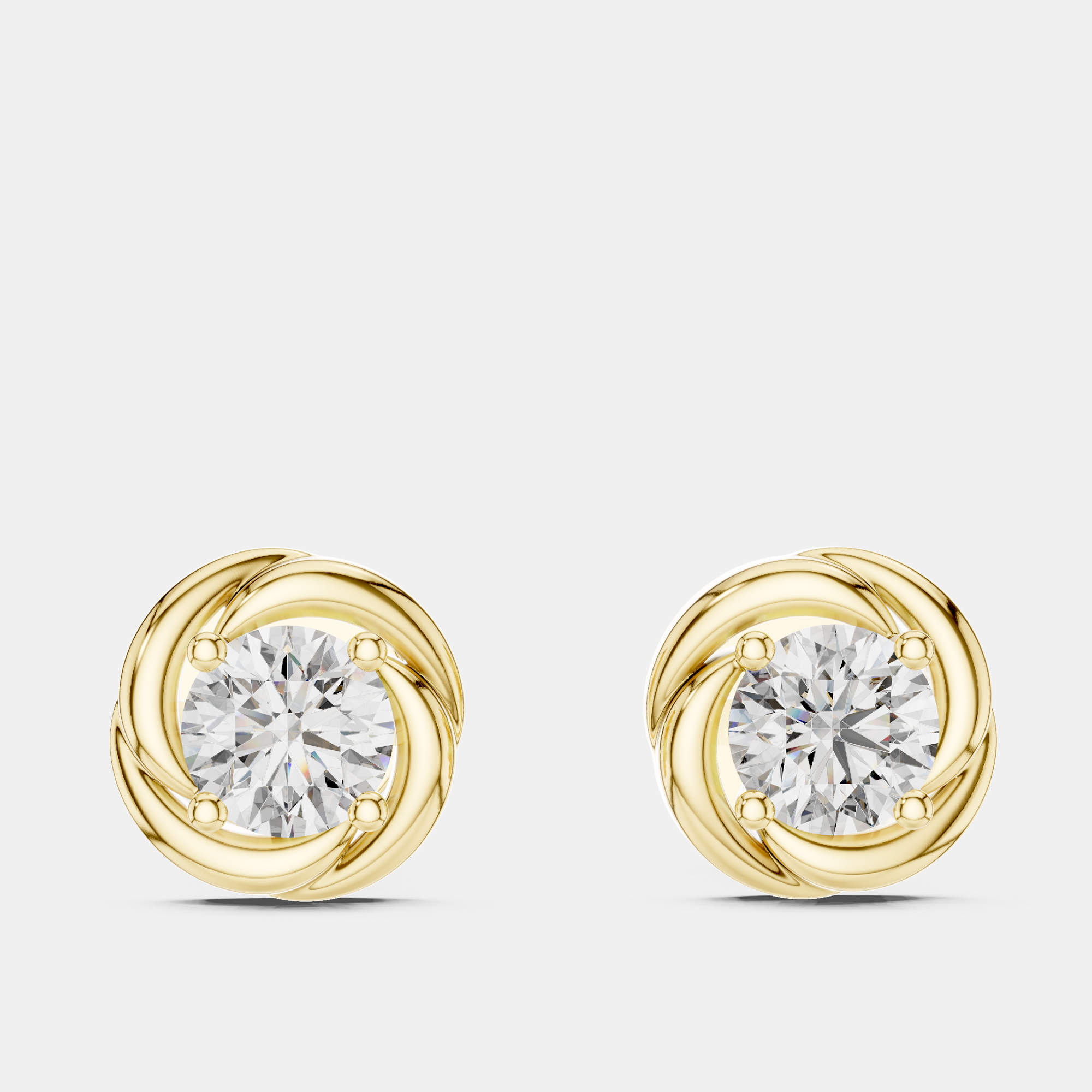 Pre Owned 1.00 cts Round 18k Yellow Gold Fancy Lab Grown Diamond Solitaire Single Stud Earrings