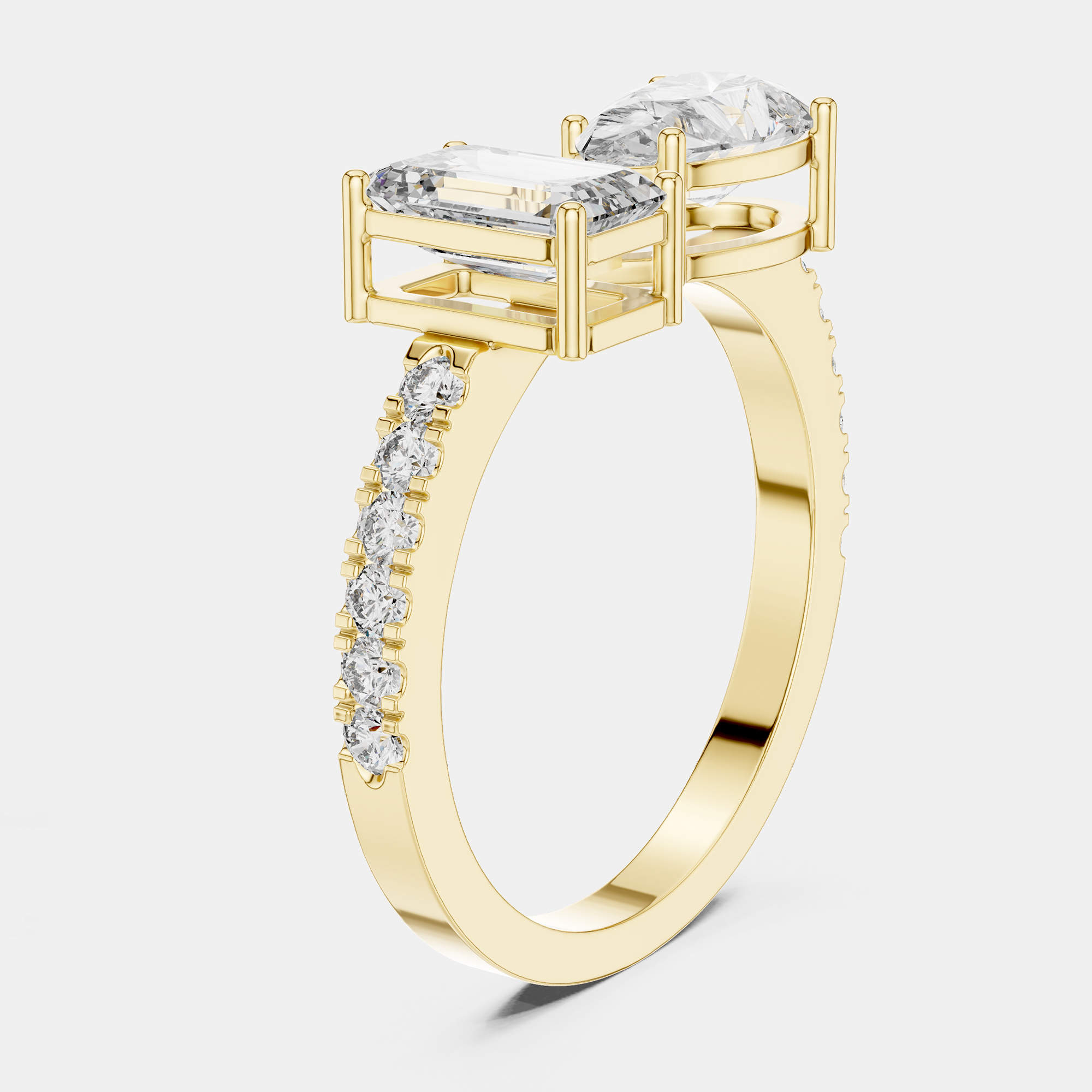 Pre Owned 6.2 cts Multi-Shape 18k Yellow Gold Lab Grown Diamond Ring Size 53