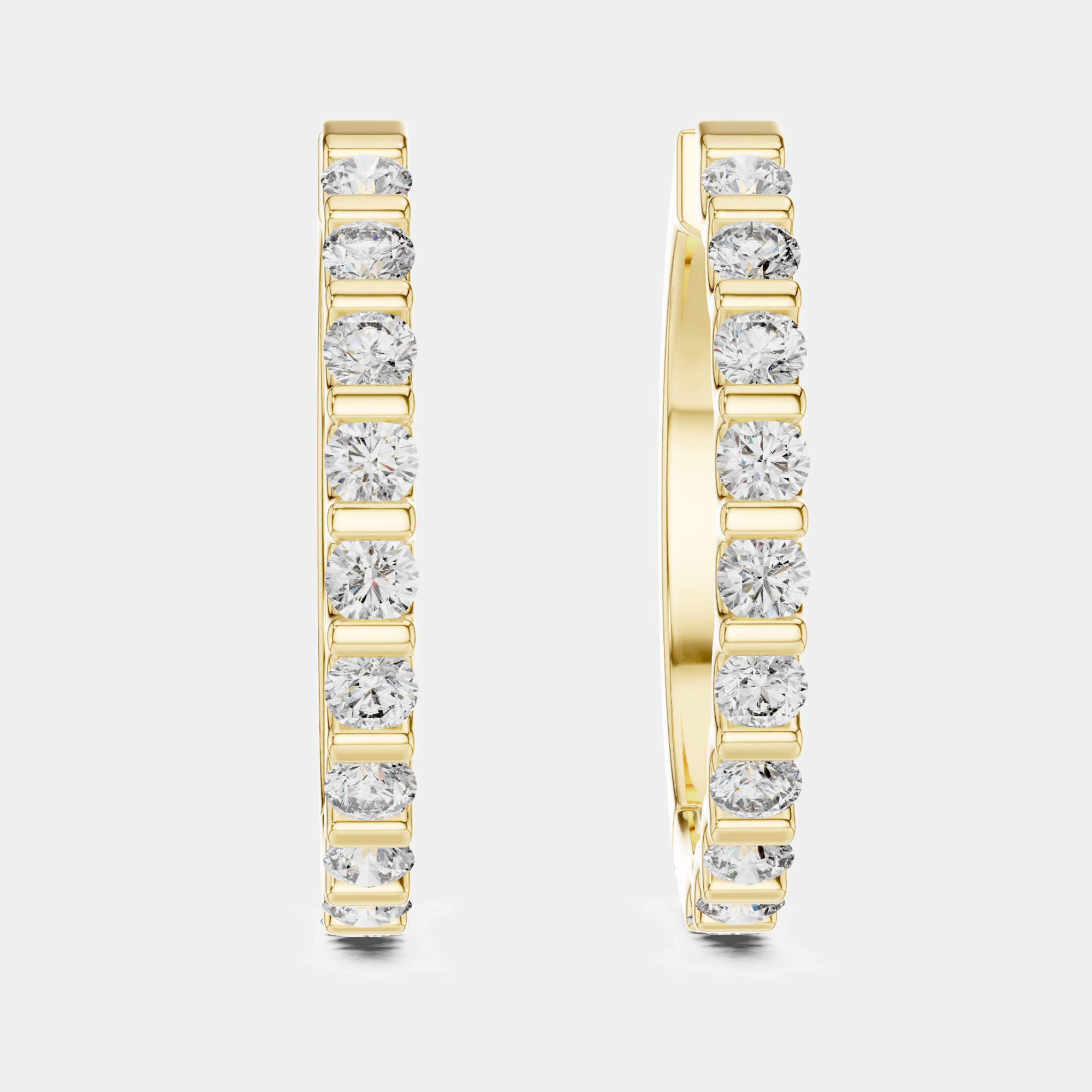 Pre Owned 0.60 cts Round Cut 18k Yellow Gold Lab Grown Diamond Hoop Earrings