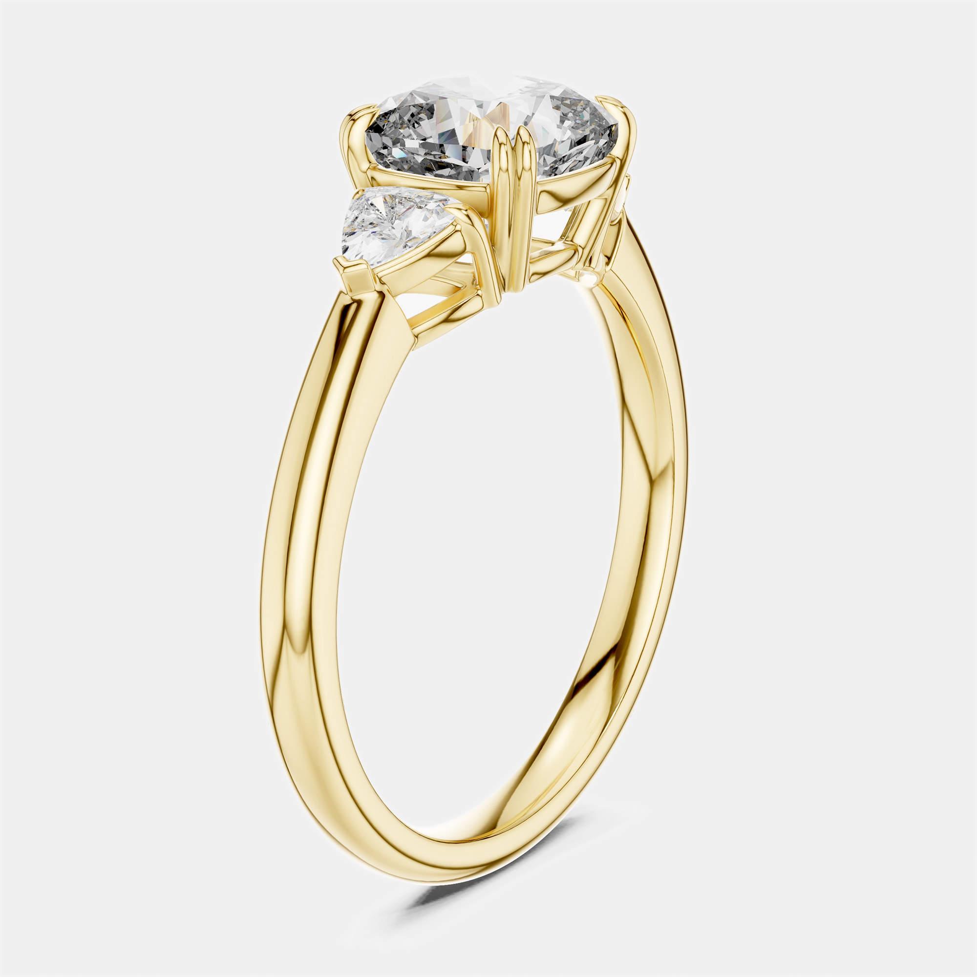 Pre Owned 2.00 cts Cushion & Triangle Cut 18k Yellow Gold Lab Grown Diamond Ring Size 53