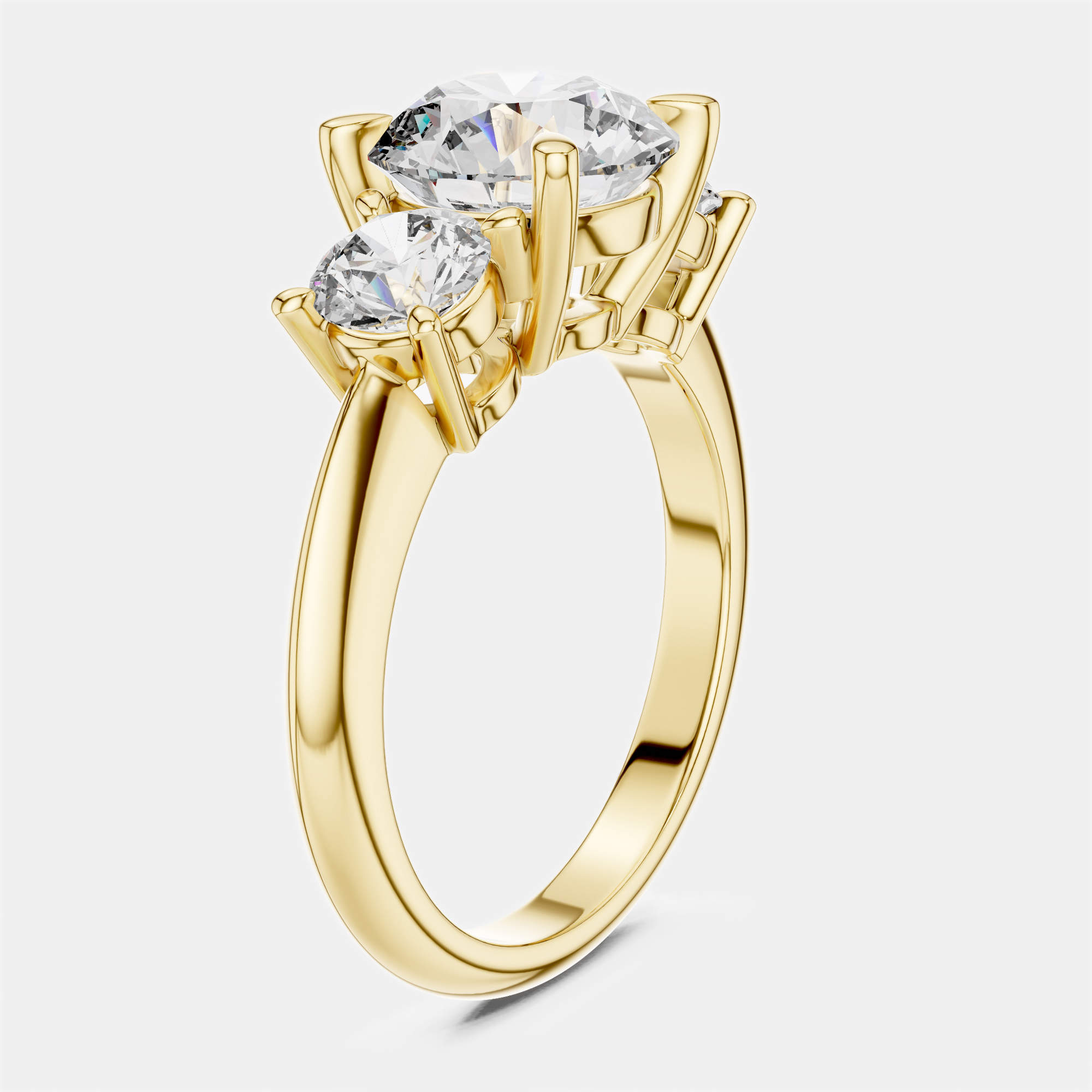 Pre Owned 3.00 cts Round 18k Yellow Gold Lab Grown Diamond Ring Size 53