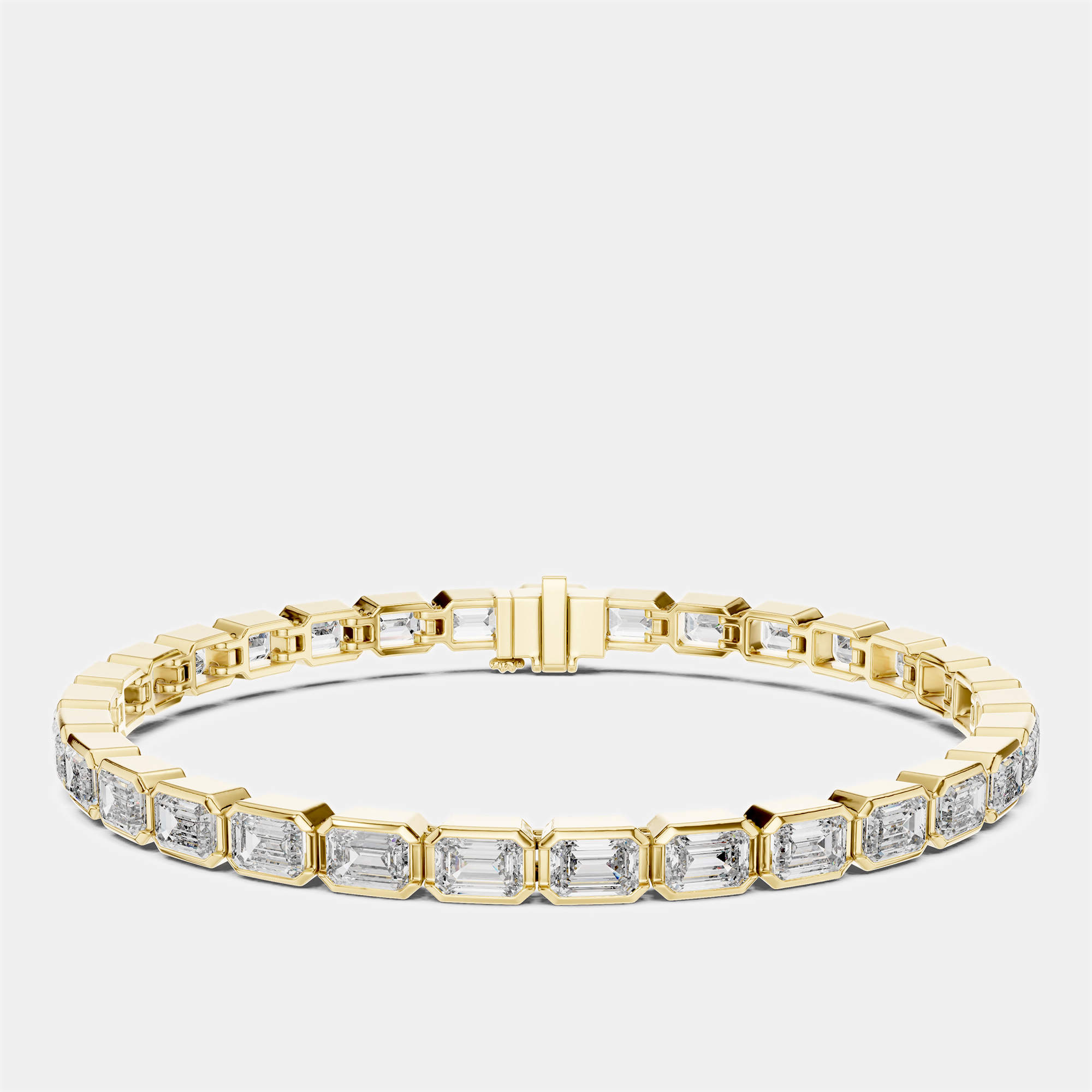 Pre Owned 9.00 cts Emerald Cut 18k Yellow Gold Lab Grown Diamond Tennis Bracelet 16 cm