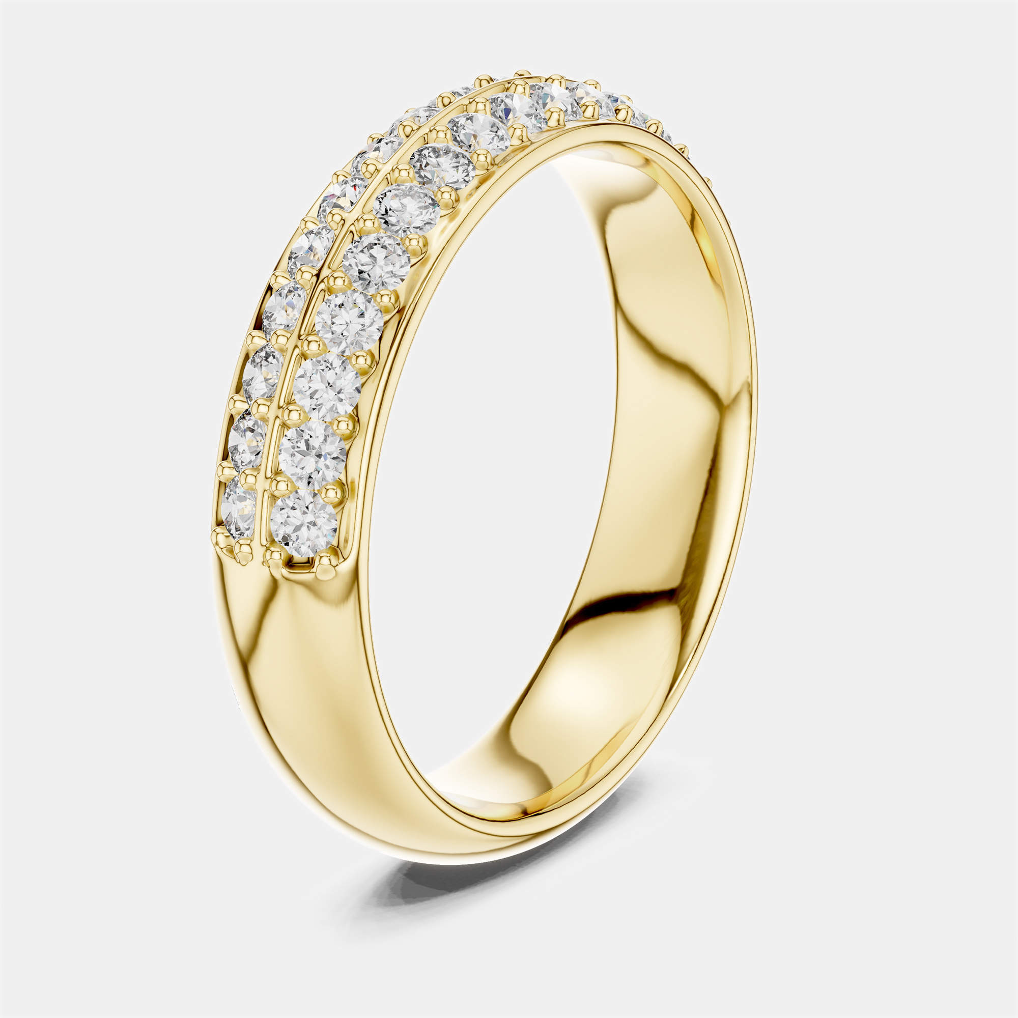 Pre Owned 0.5 cts Double Line Round Cut 18k Yellow Gold Lab Grown Diamond Ring Size 53