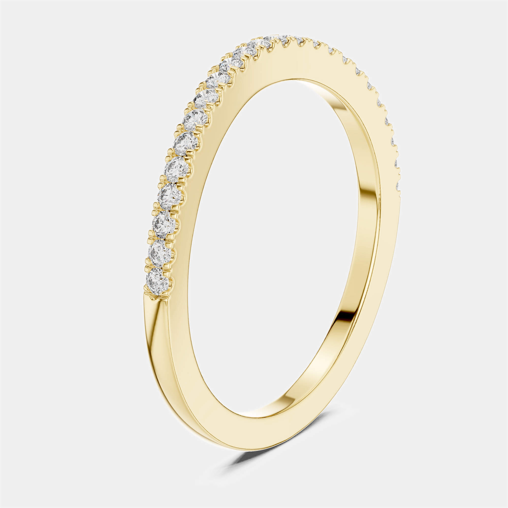 Pre Owned 0.2 cts Side Stack Round Cut 18k Yellow Gold Lab Grown Diamond Ring Size 53