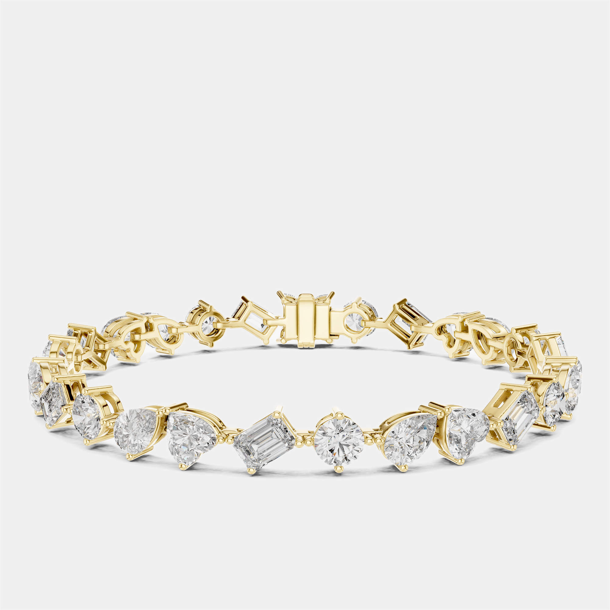 Pre Owned 10.00 cts Mixed Fancy Cut 18k Yellow Gold Lab Grown Diamond Bracelet