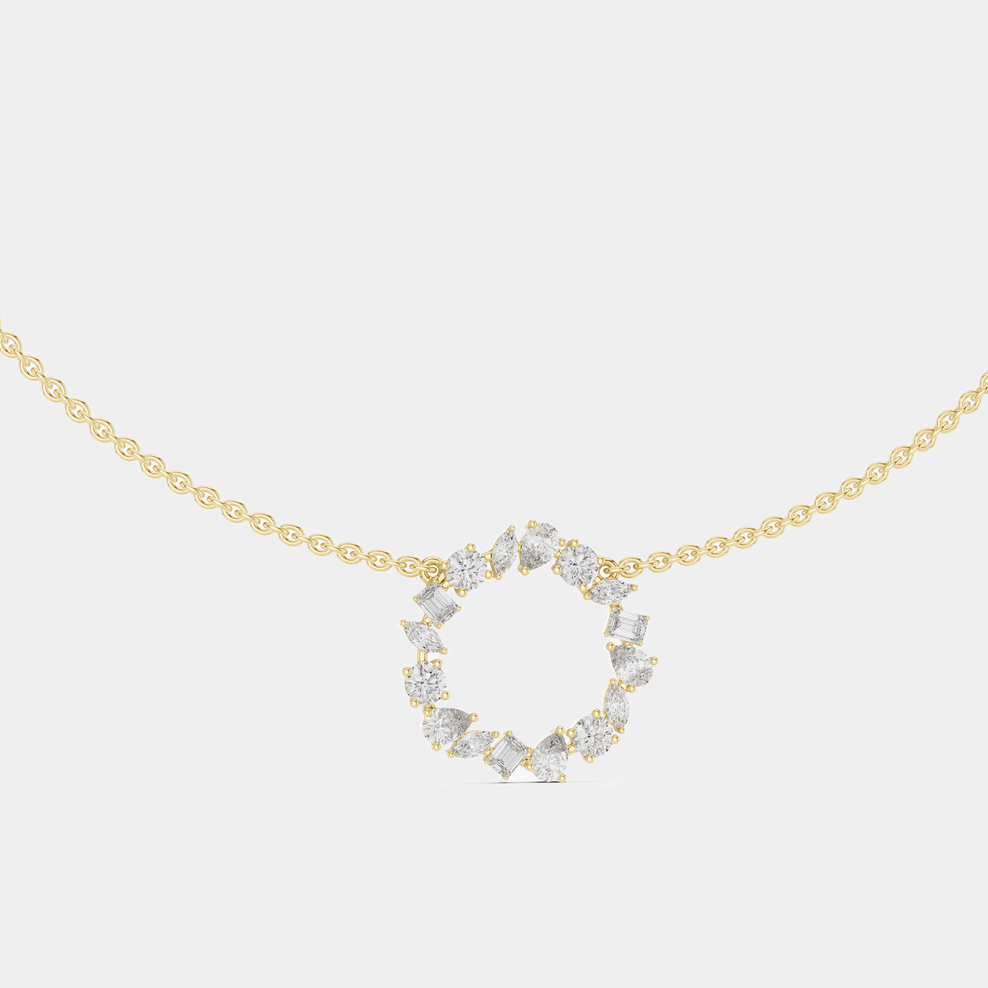 Pre Owned 1.50 cts Mixed Shape Fancy Cut 18k Yellow Gold Lab Grown Diamond Pendant