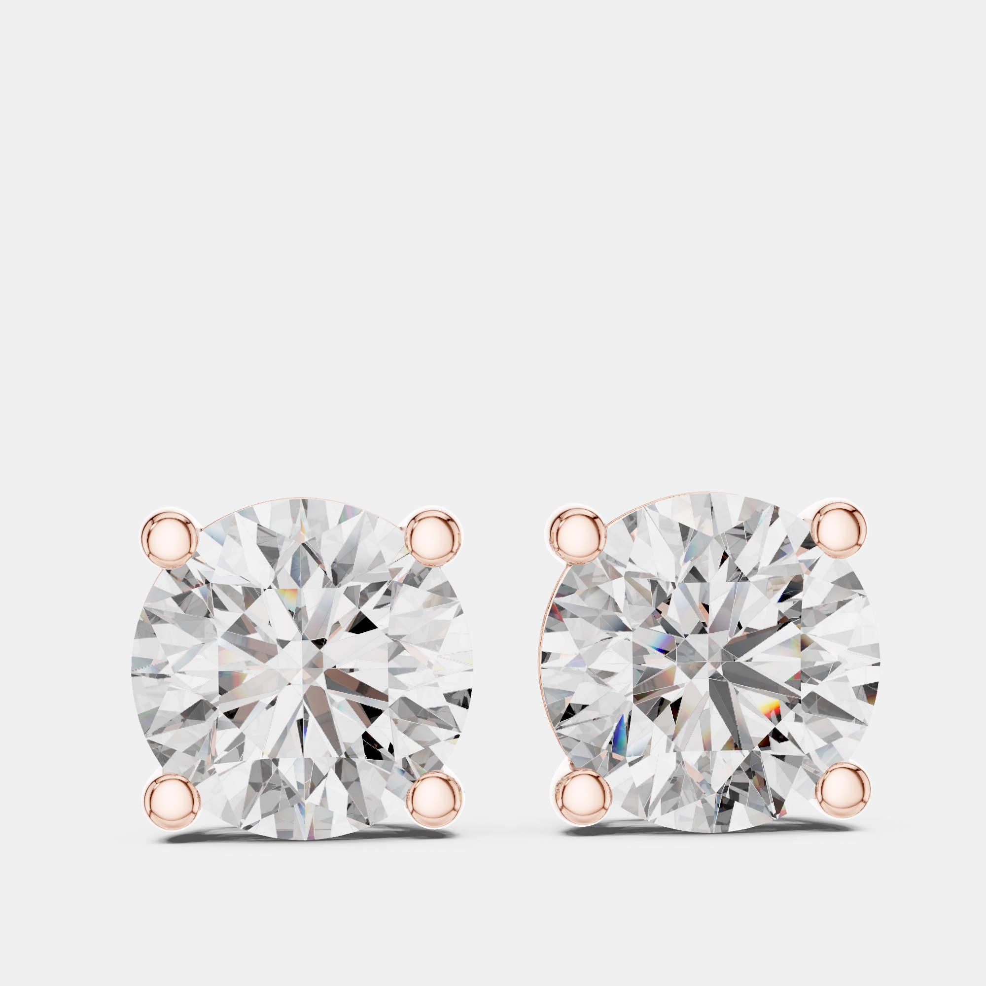 Pre Owned 4.00 cts Round Cut 18k Rose Gold Lab Grown Diamond Stud Earrings