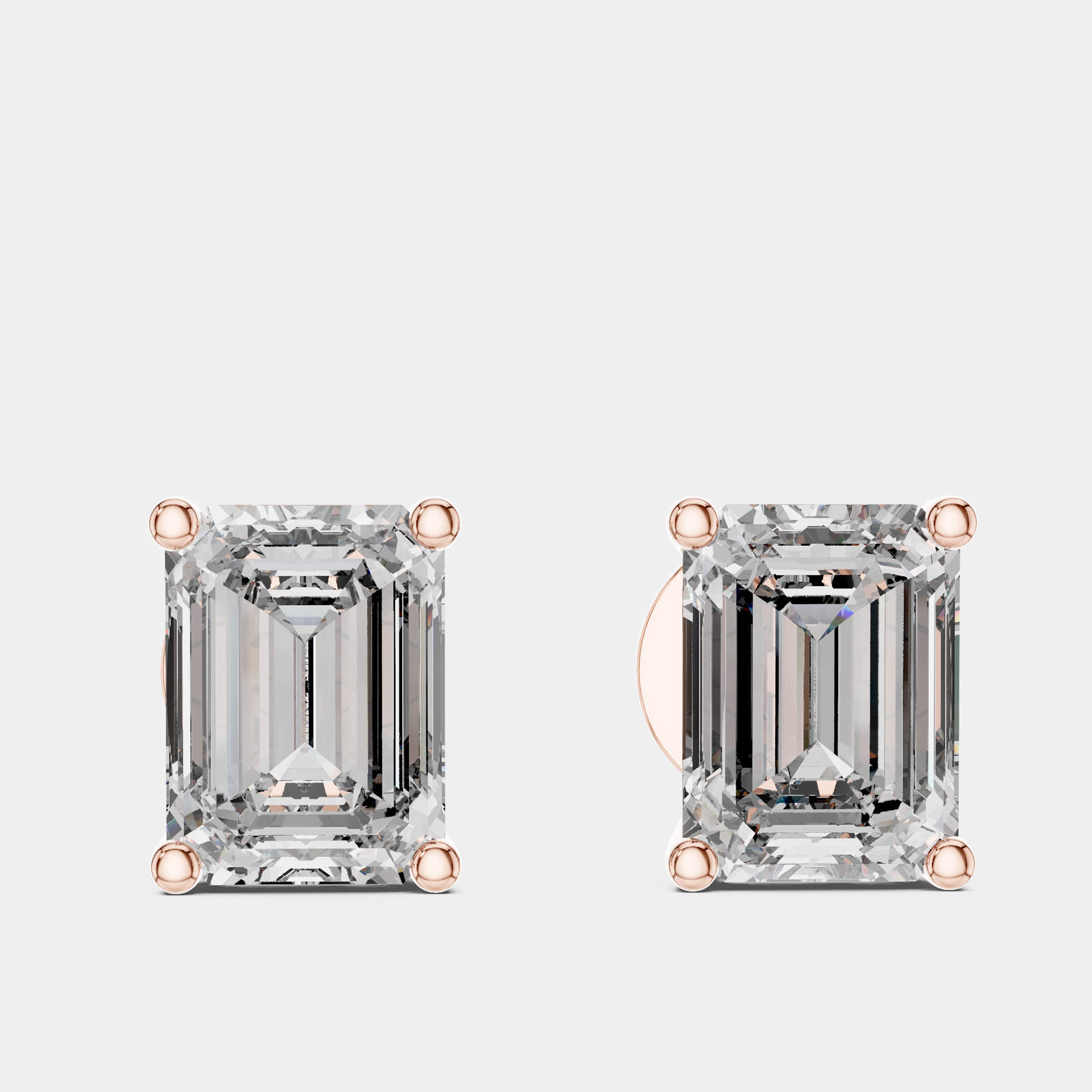 Pre Owned 2.00 cts Emerald Cut 18k Rose Gold Lab Grown Diamond Stud Earrings
