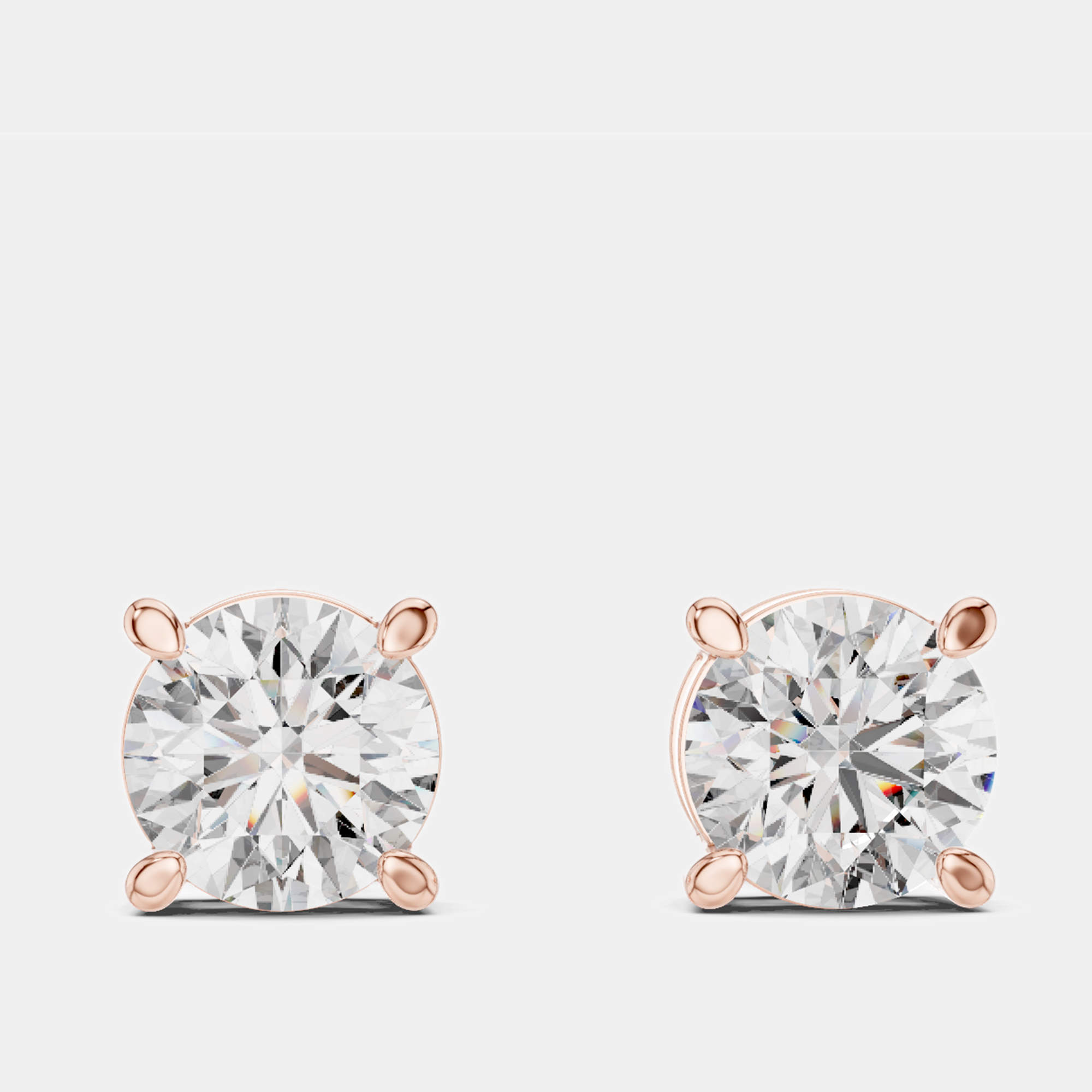 Pre Owned 1.00 cts Round 18k Rose Gold Solitaire Lab Grown Diamond Single Stud Earrings