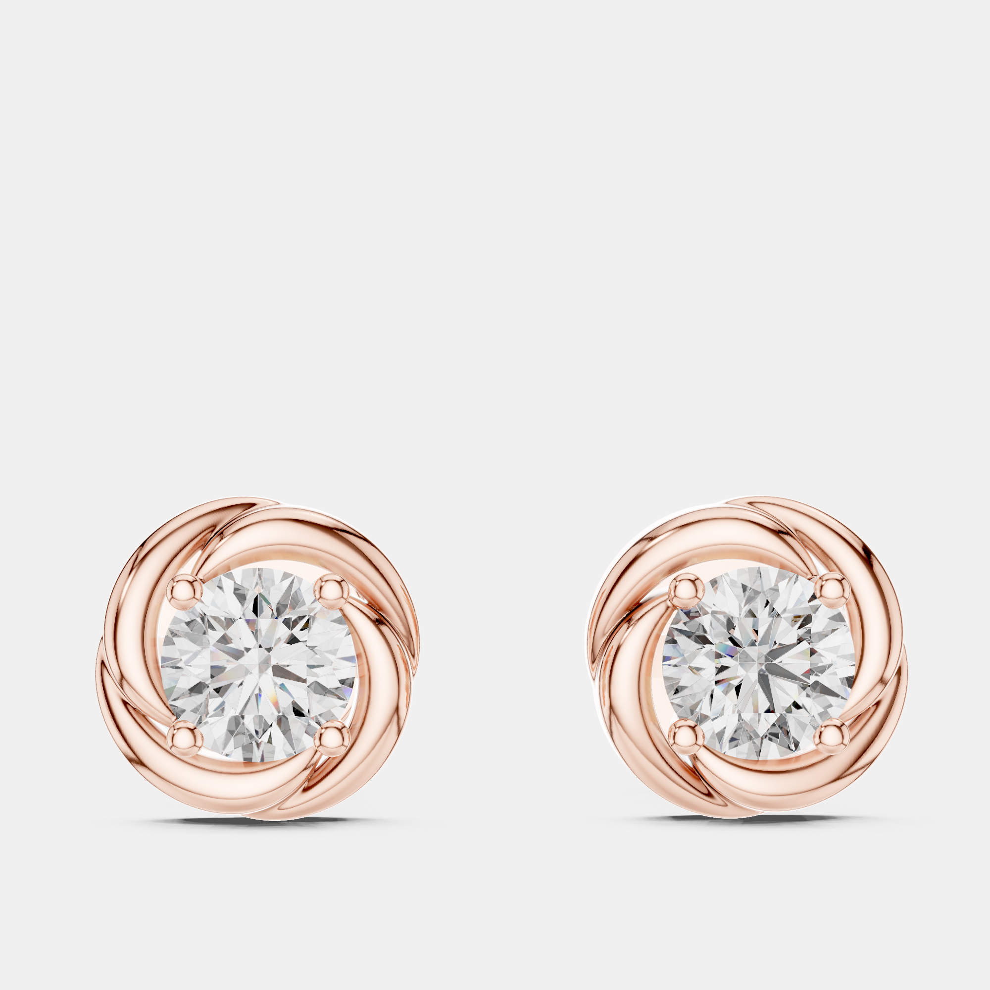 Pre Owned 1.00 cts Round 18k Rose Gold Fancy Lab Grown Diamond Solitaire Single Stud Earrings