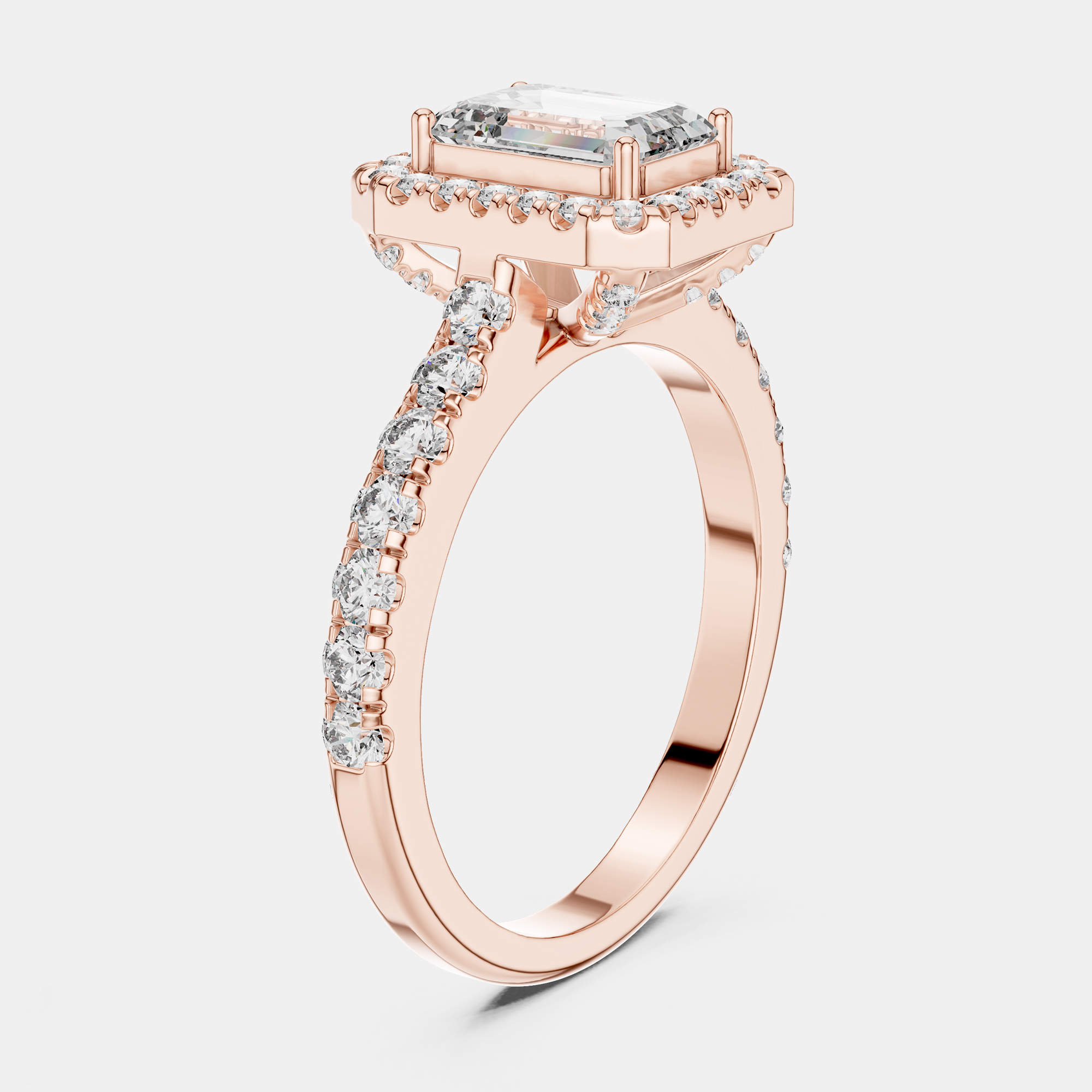 Pre Owned 1.65 cts Center Emerald Cut 18k Rose Gold Solitaire Lab Grown Diamond Ring Size 53